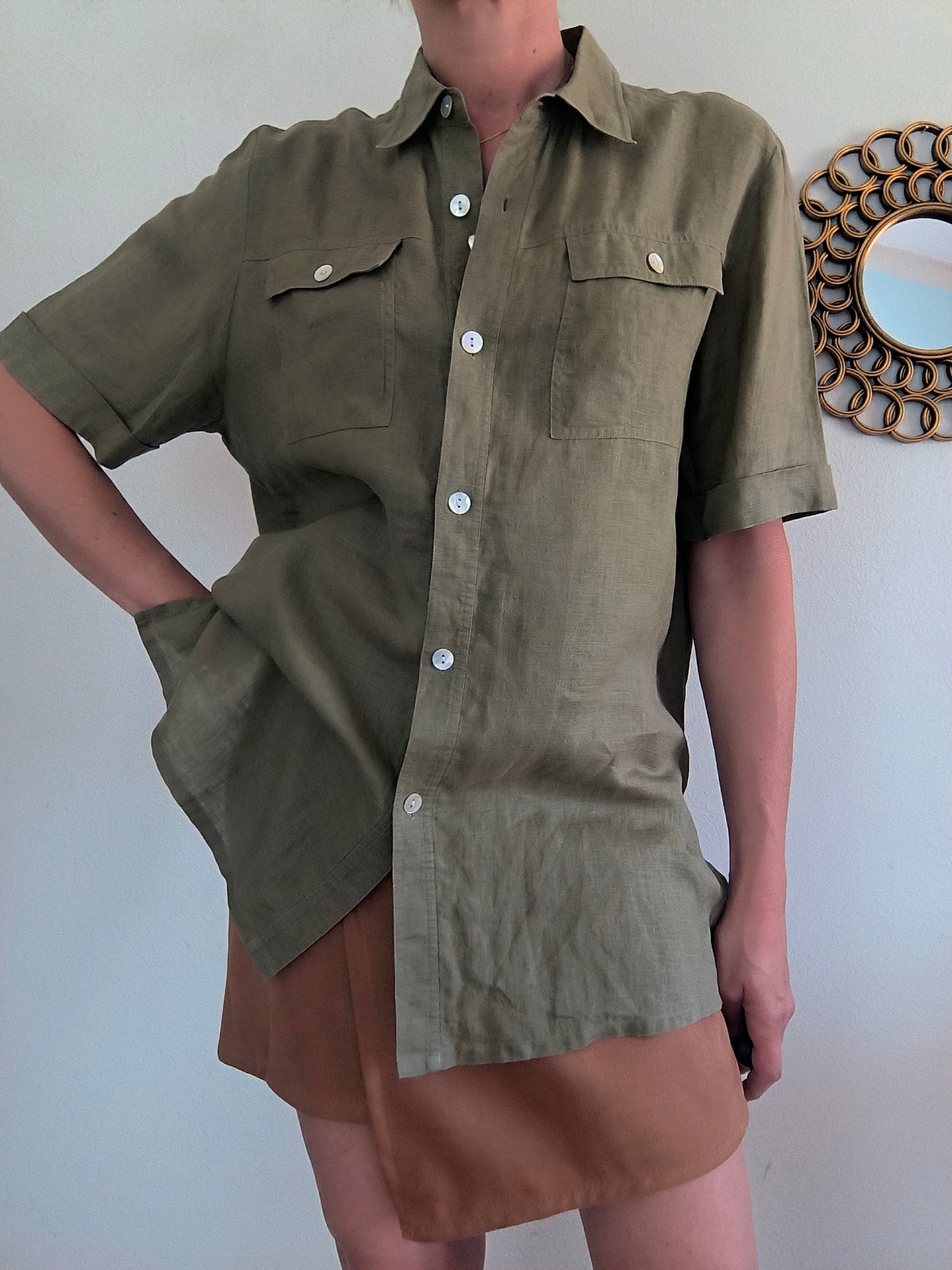 Camicia lino kaki Cherie