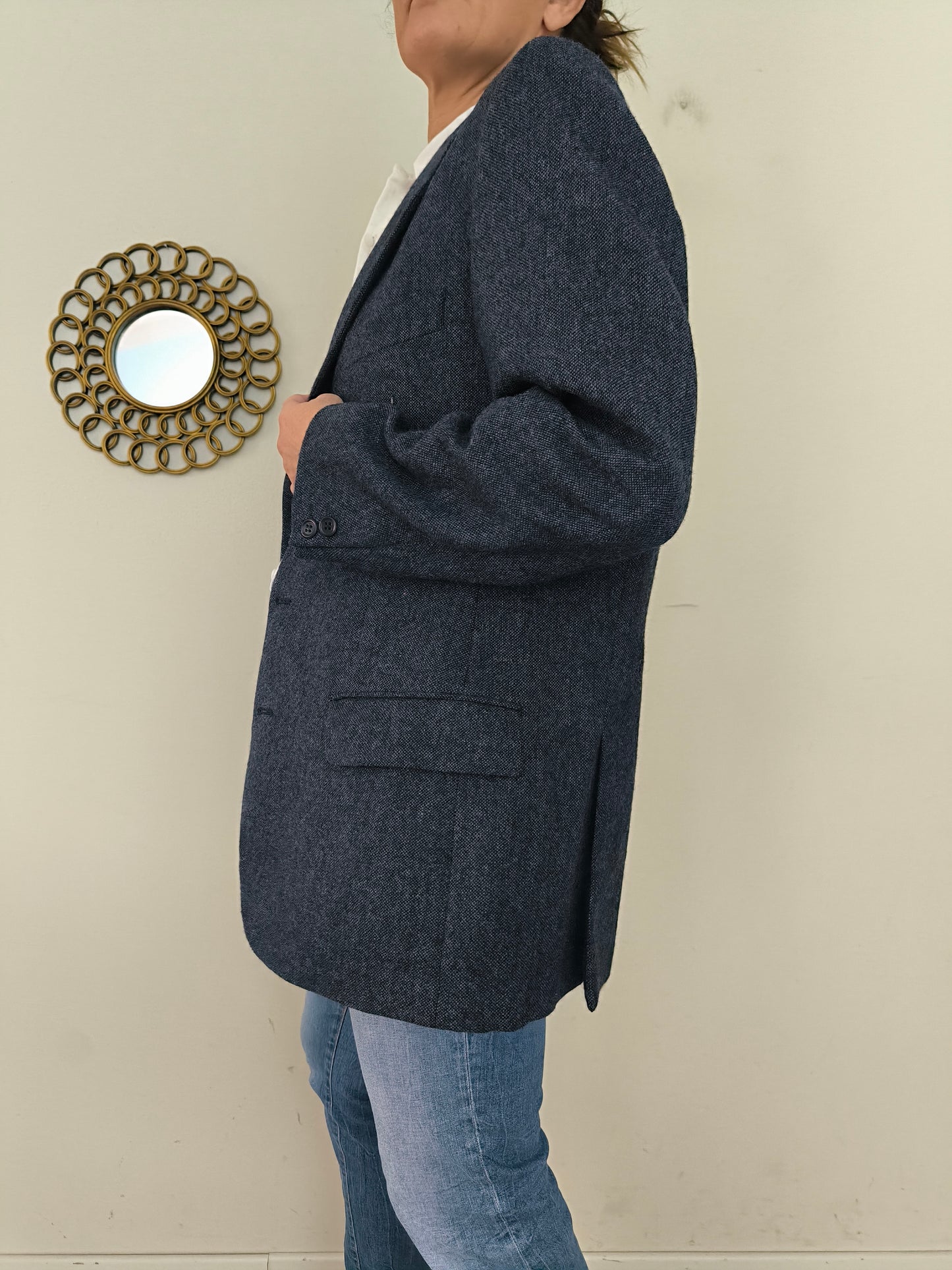 Blazer blu in Yorkshire tweed tg XL