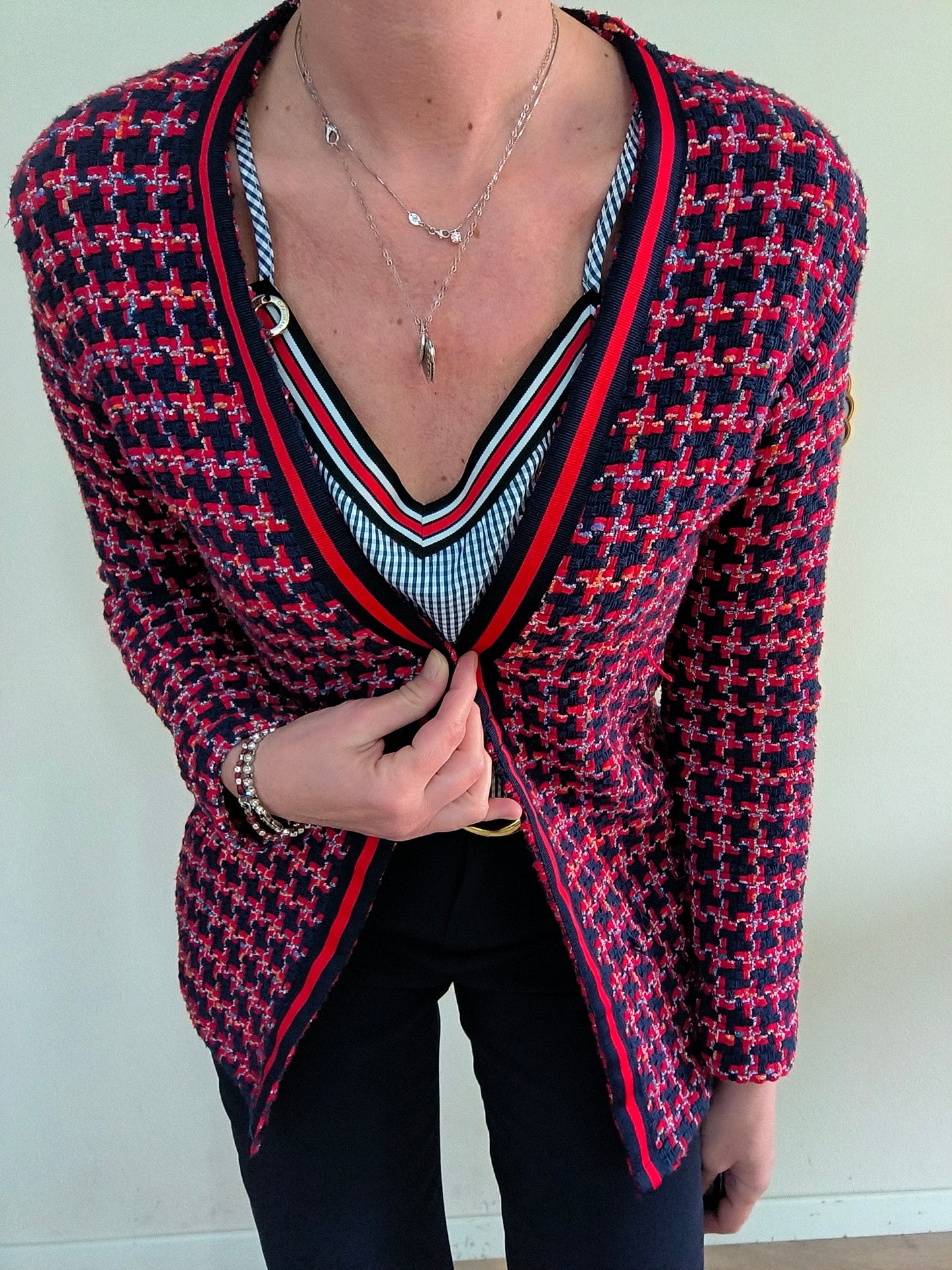Giacca tessuto chanel rosso/blu