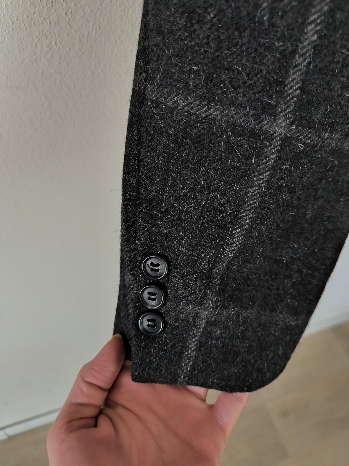 Blazer Valentino in lana antracite quadrettato chiaro