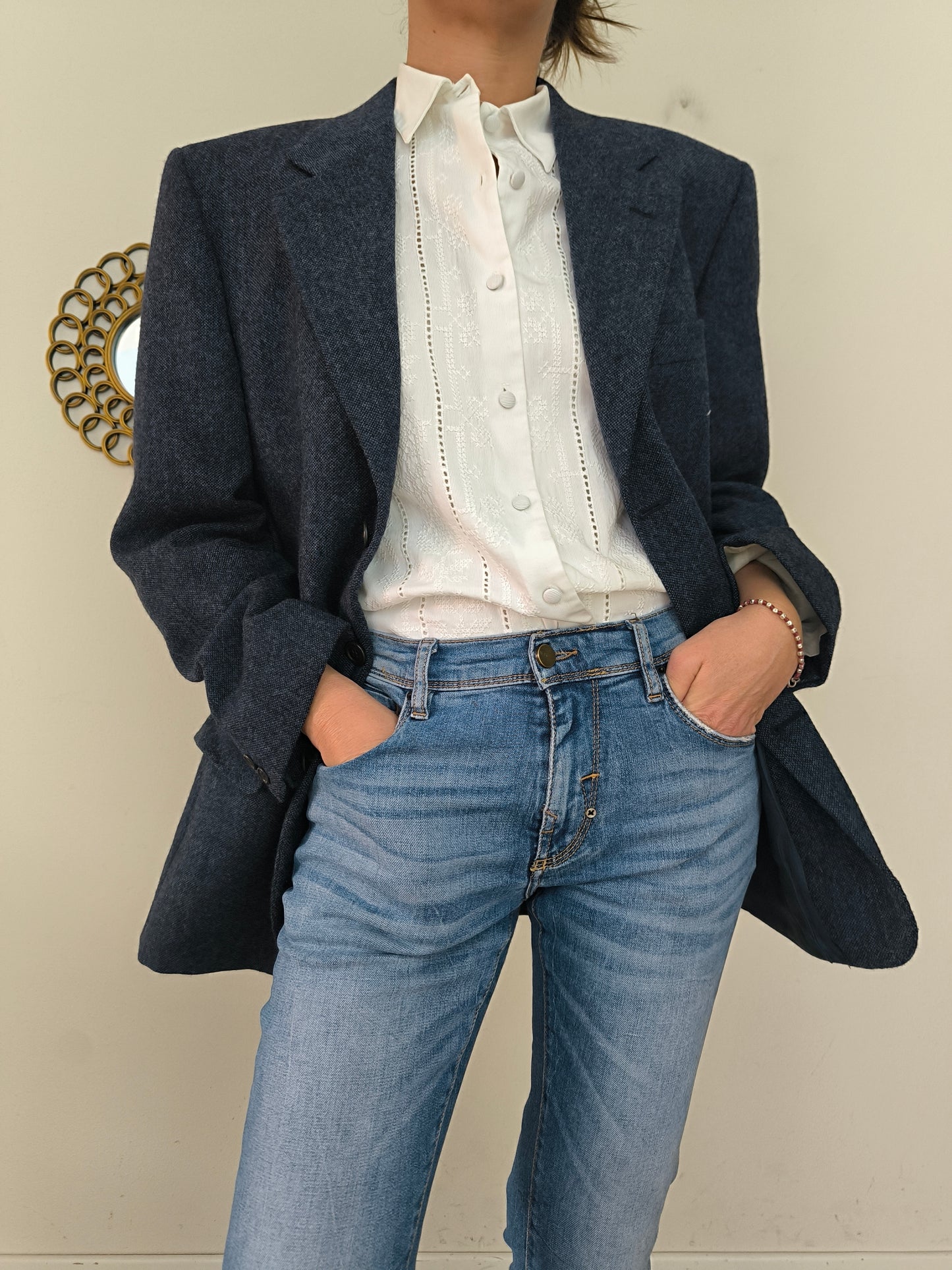 Blazer blu in Yorkshire tweed tg XL