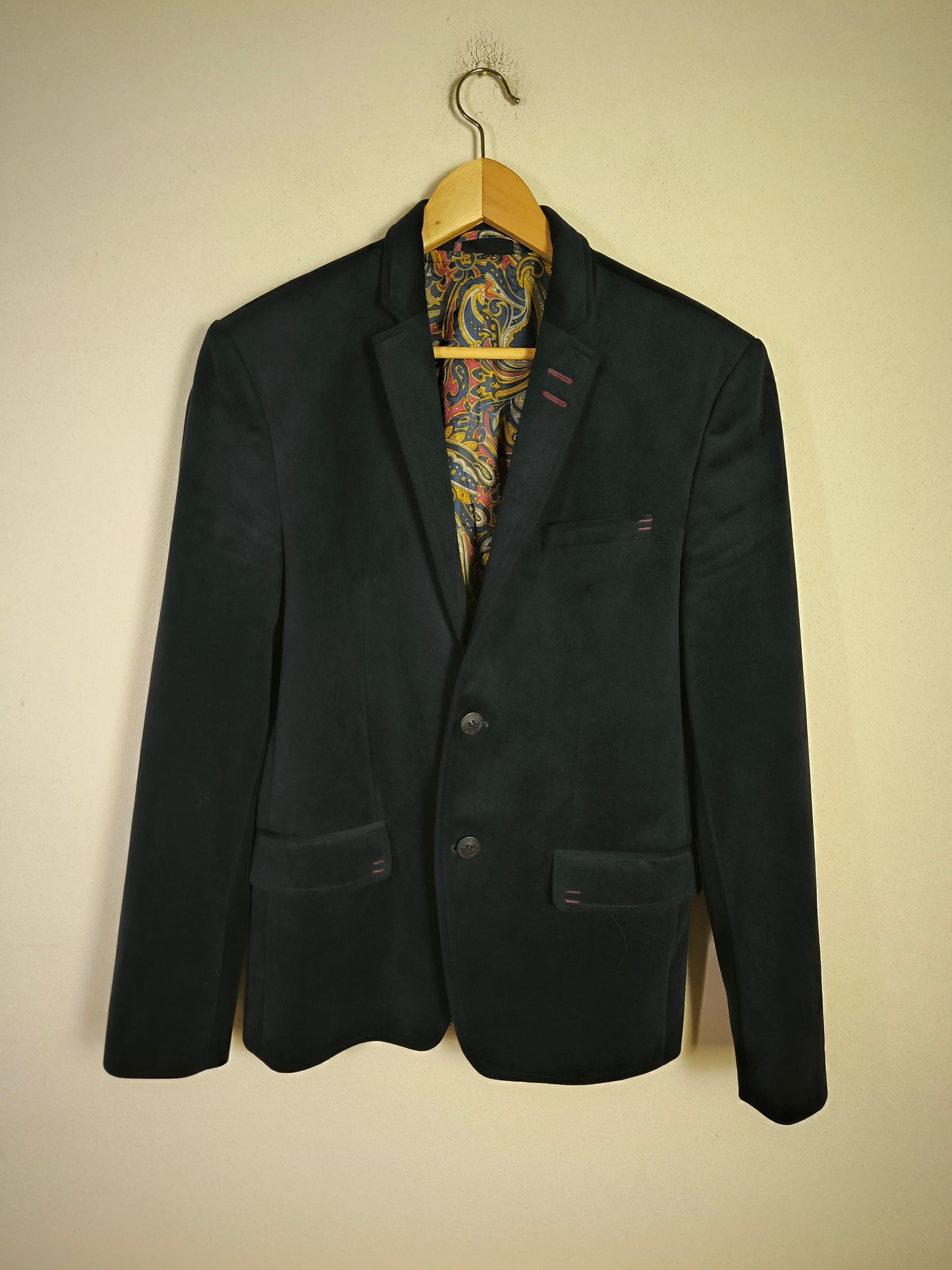 Blazer in velluto blu tg L