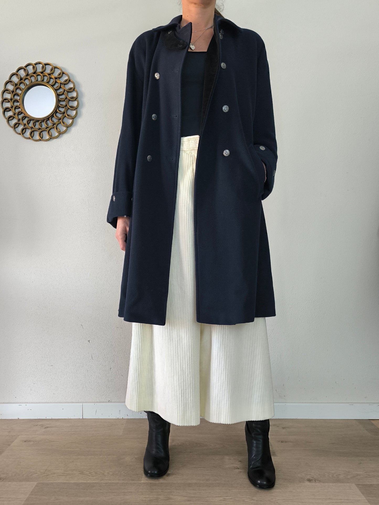 Cappotto Alessandra Alpi blu in lana e cashmere