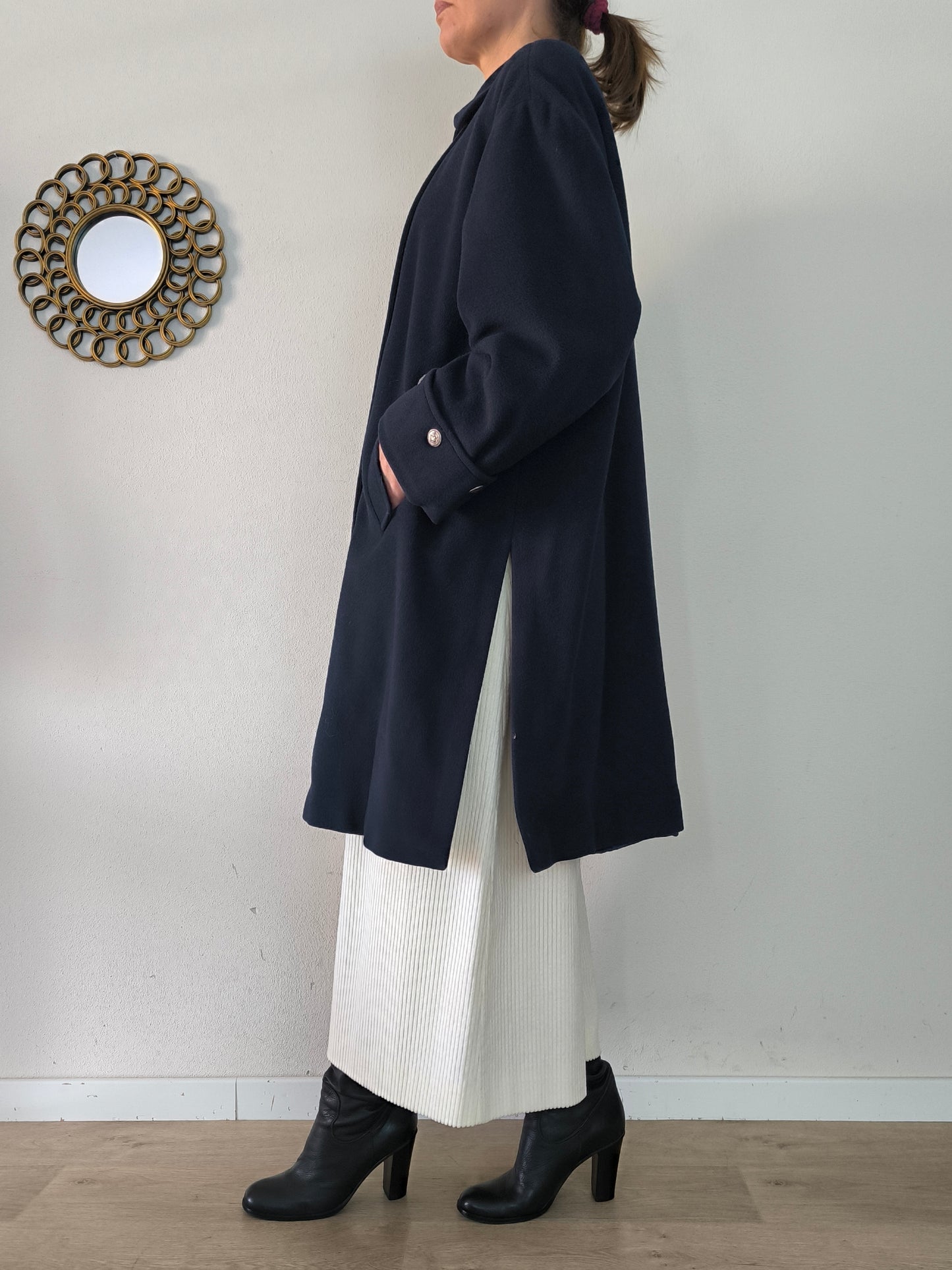 Cappotto Alessandra Alpi blu in lana e cashmere