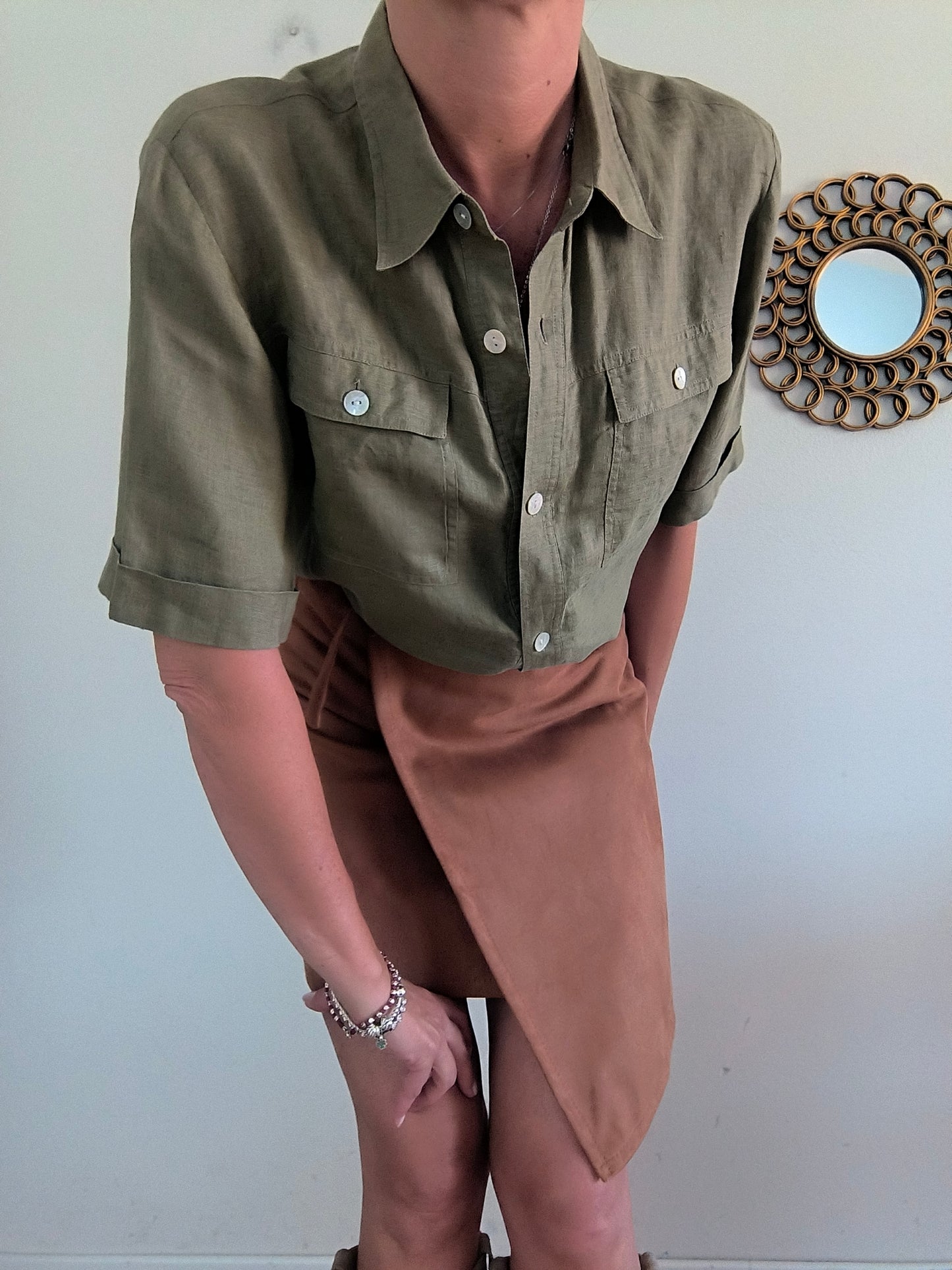 Camicia lino kaki Cherie