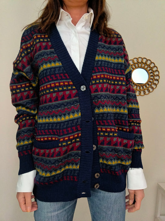 Cardigan fantasia in lana e alpaca peruviana