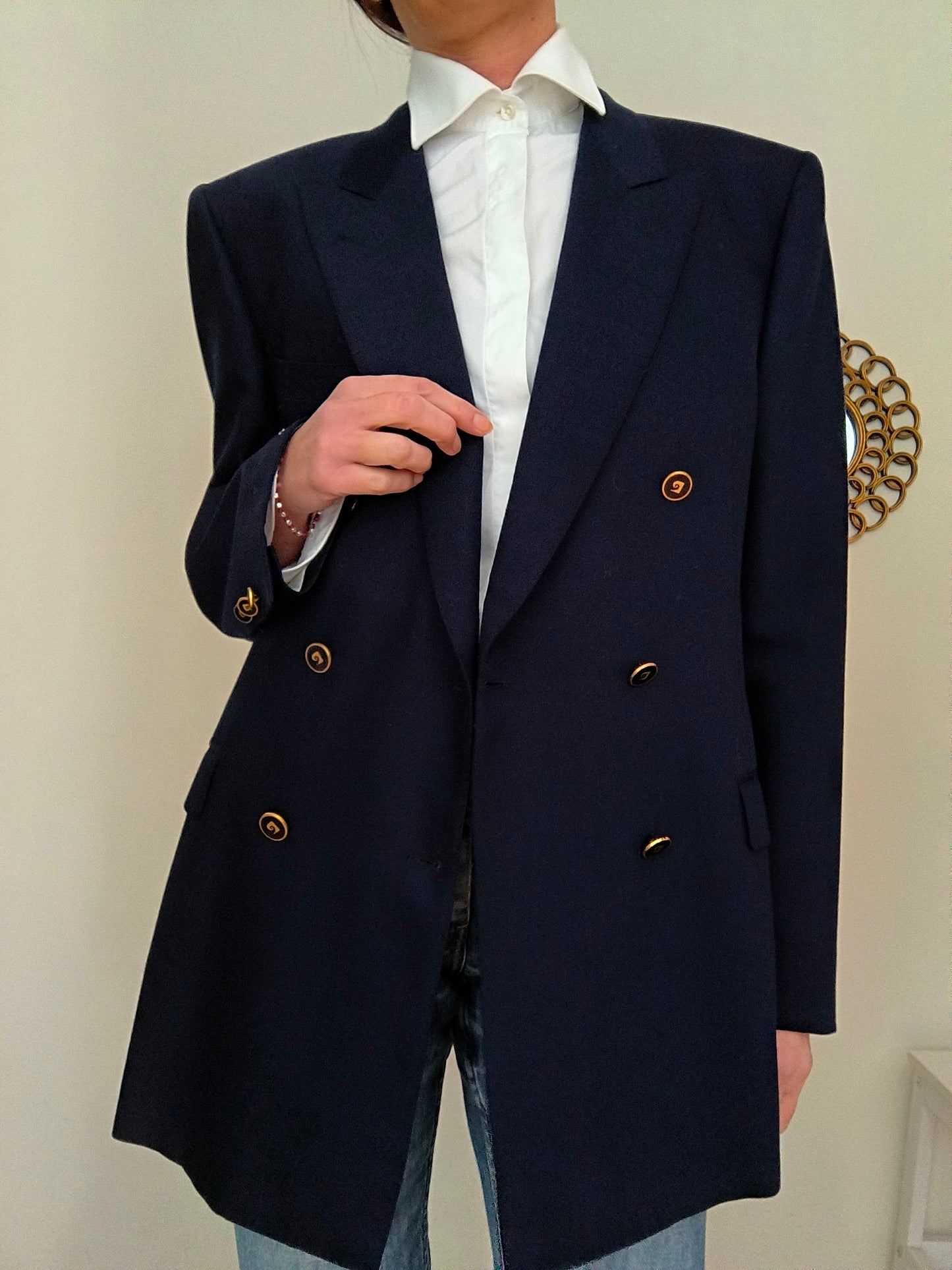 Blazer doppiopetto Pier Cardin blu pura lana tg 52