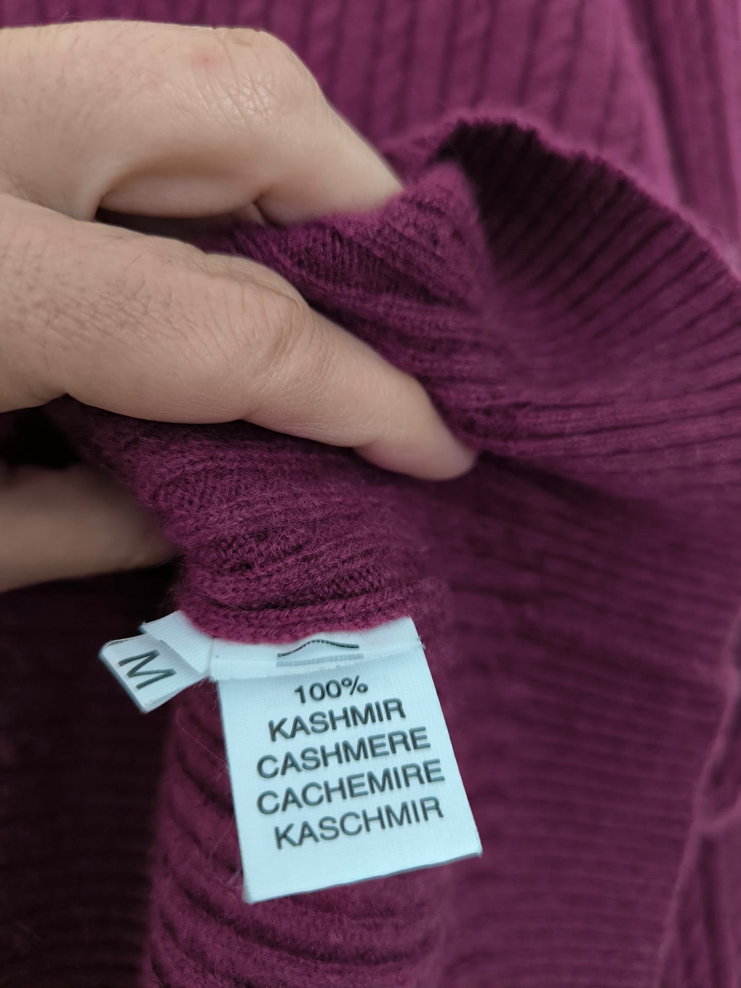 Maglione prugna Hugopen in puro cashmere tg M/L