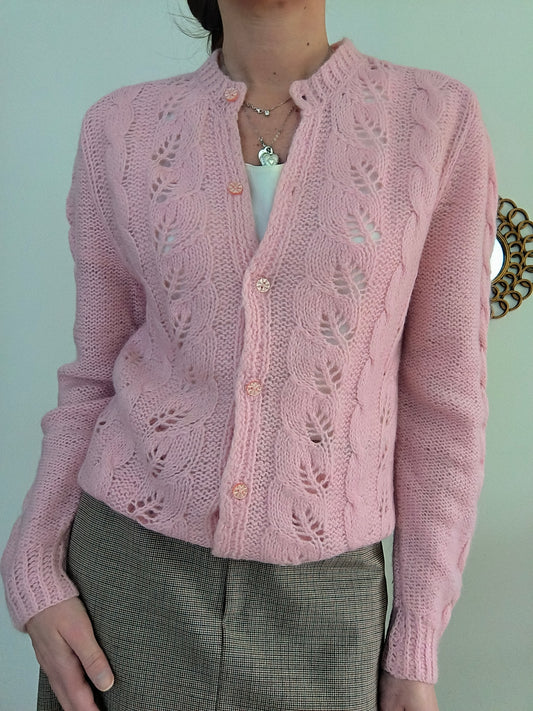 Cardigan handknitted rosa