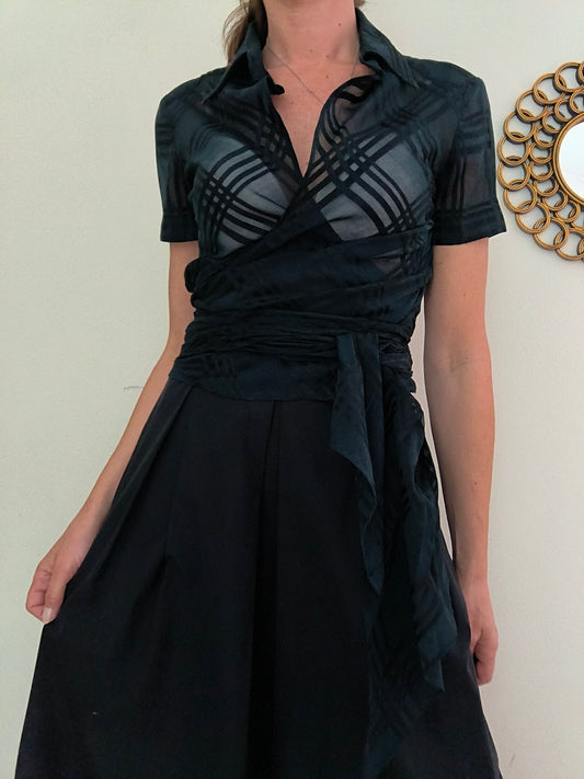 Camicia a incrocio semitrasparente