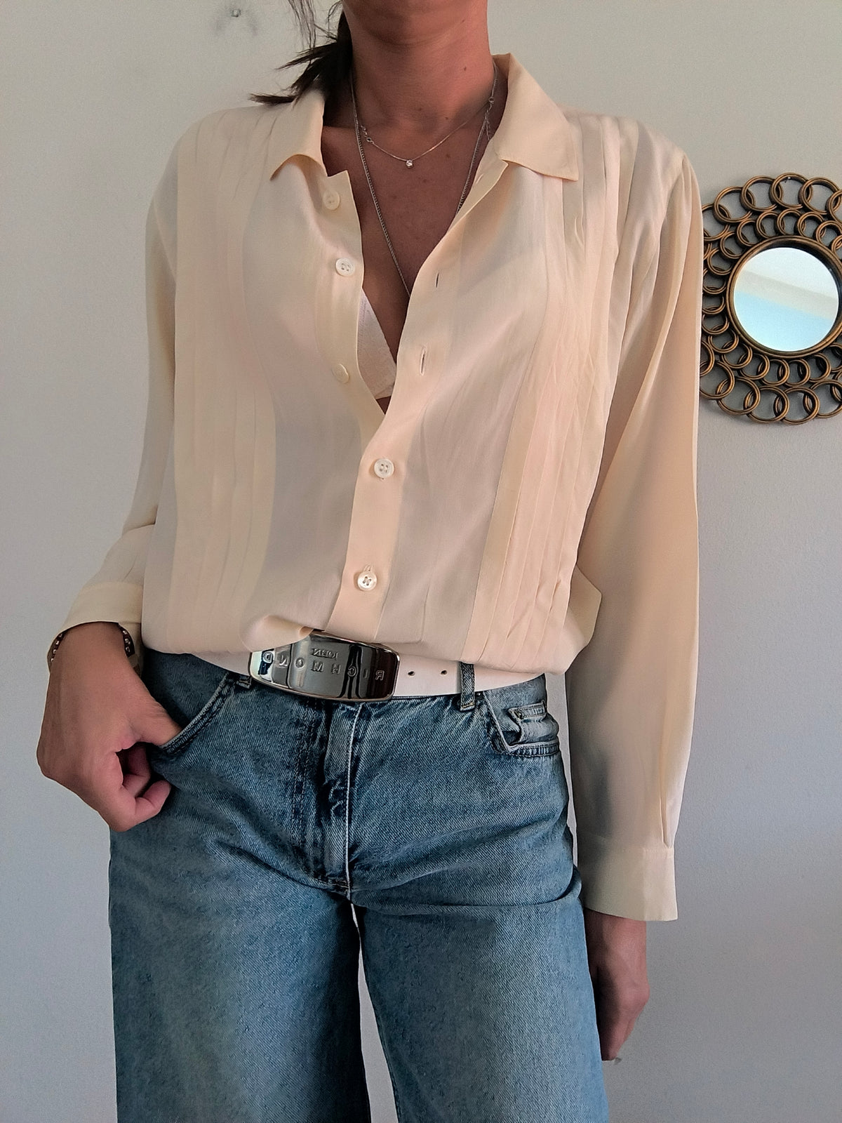 Camicia pura seta panna