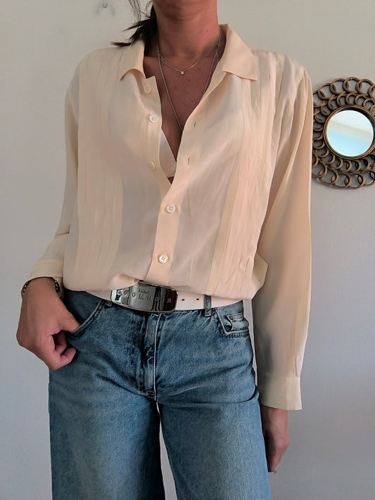 Camicia pura seta panna