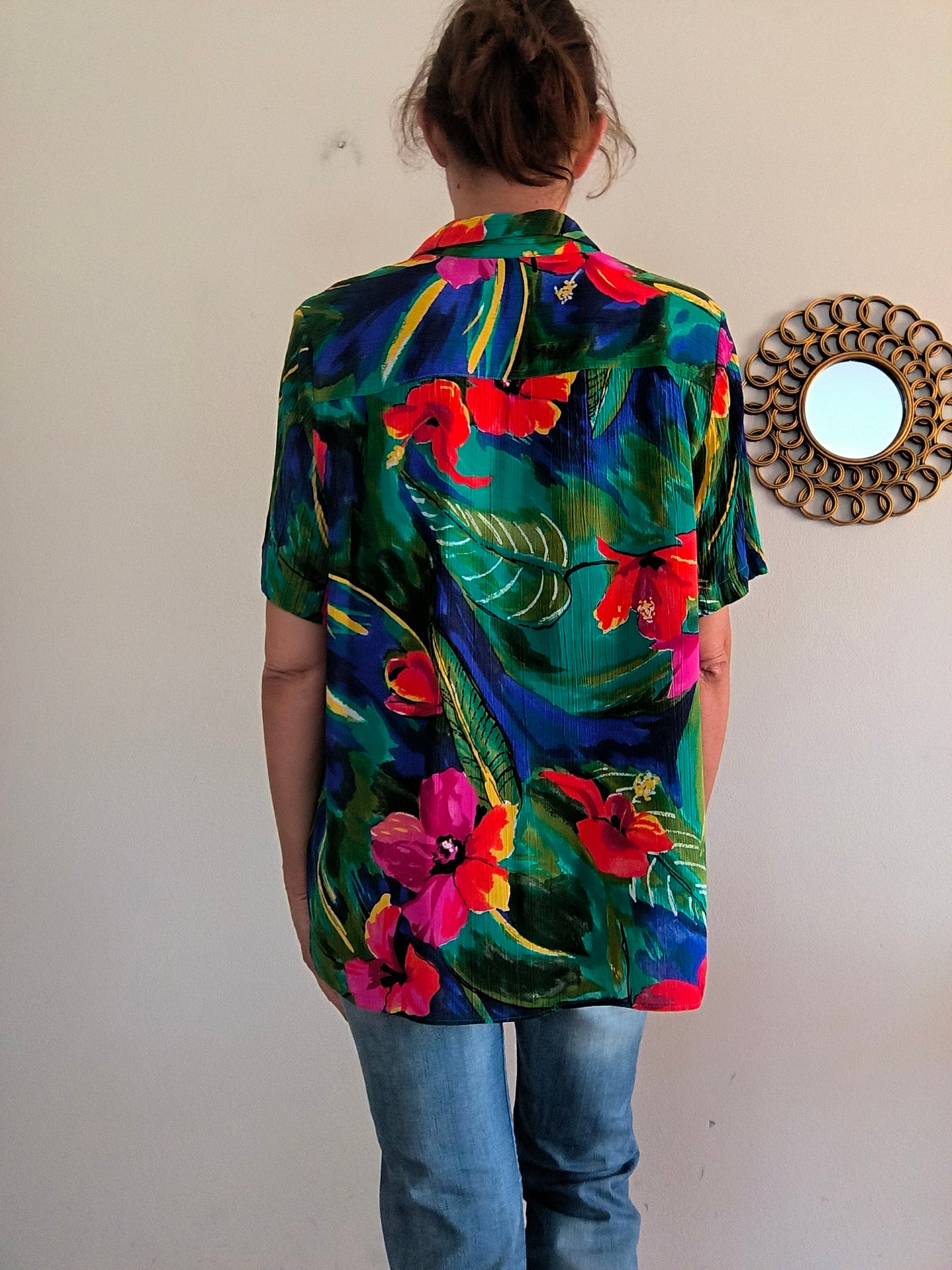 Camicia hawaiana in cotone arricciato unisex