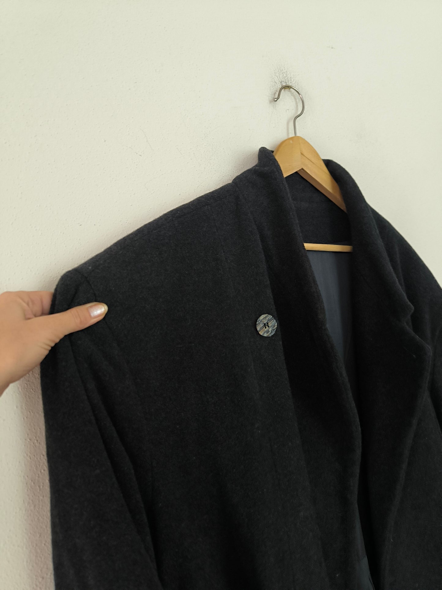 Cappotto vintage oversize nero in lana