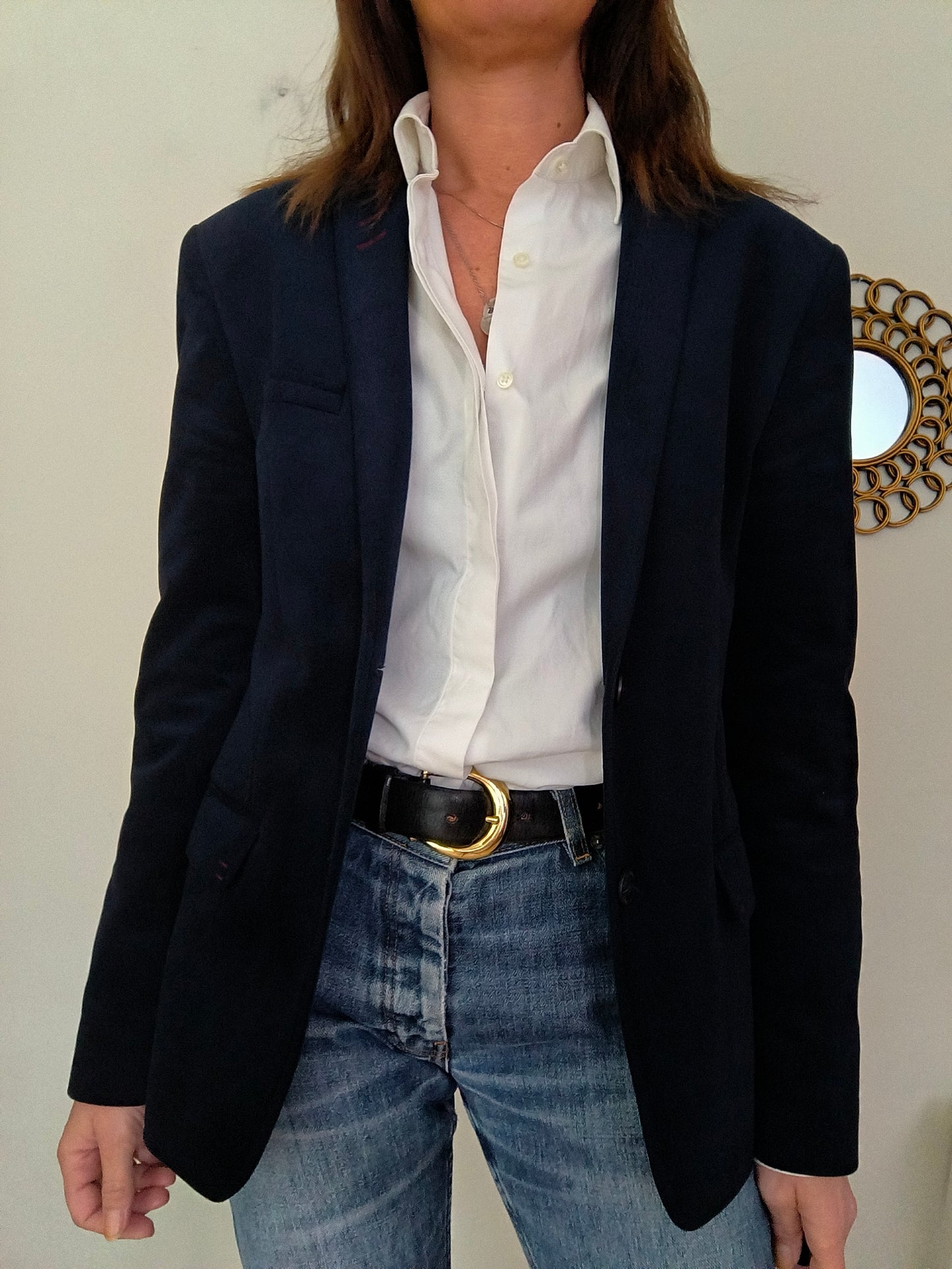 Blazer in velluto blu tg L