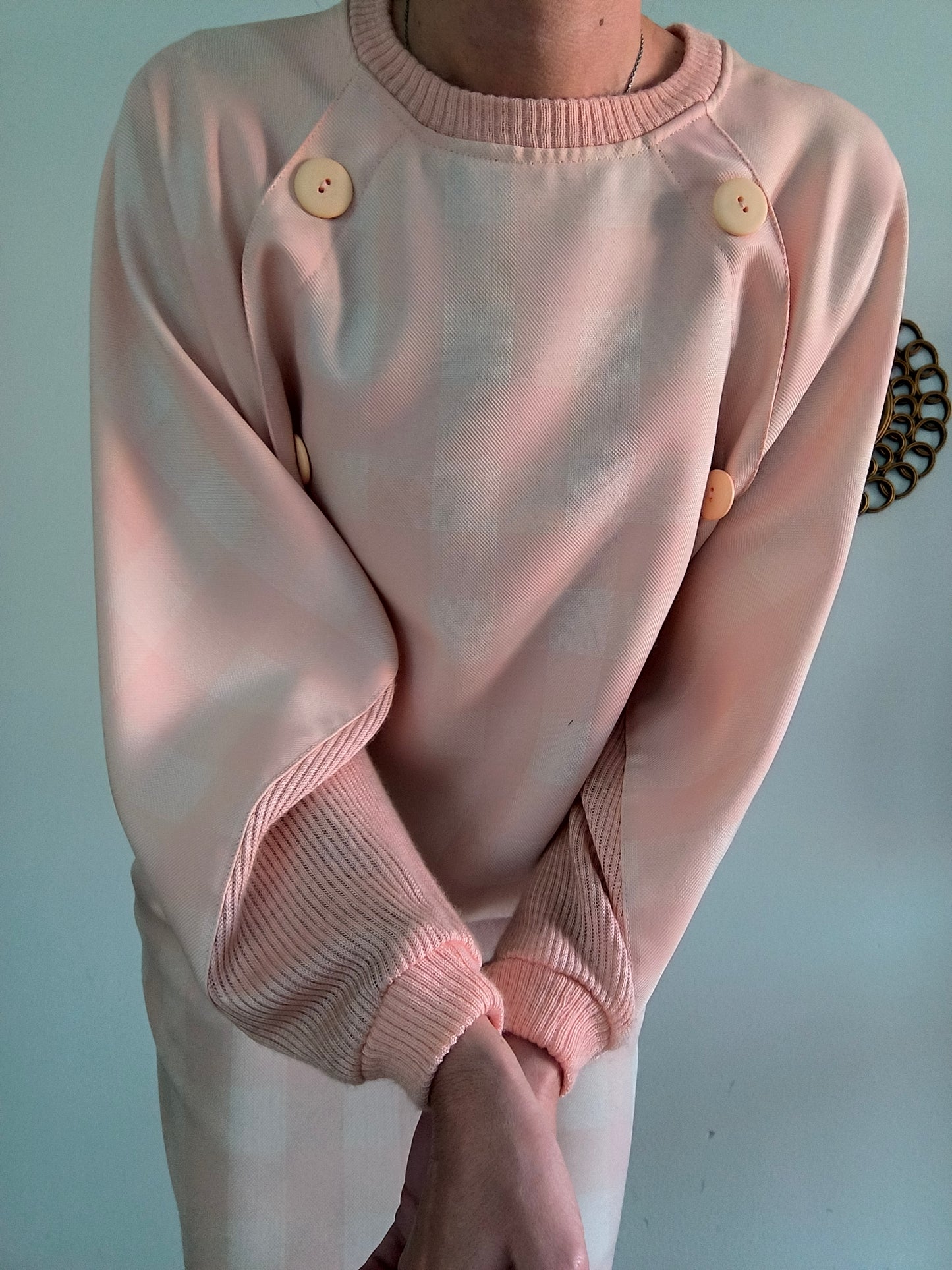 Abito vintage a quadri rosa tg 42