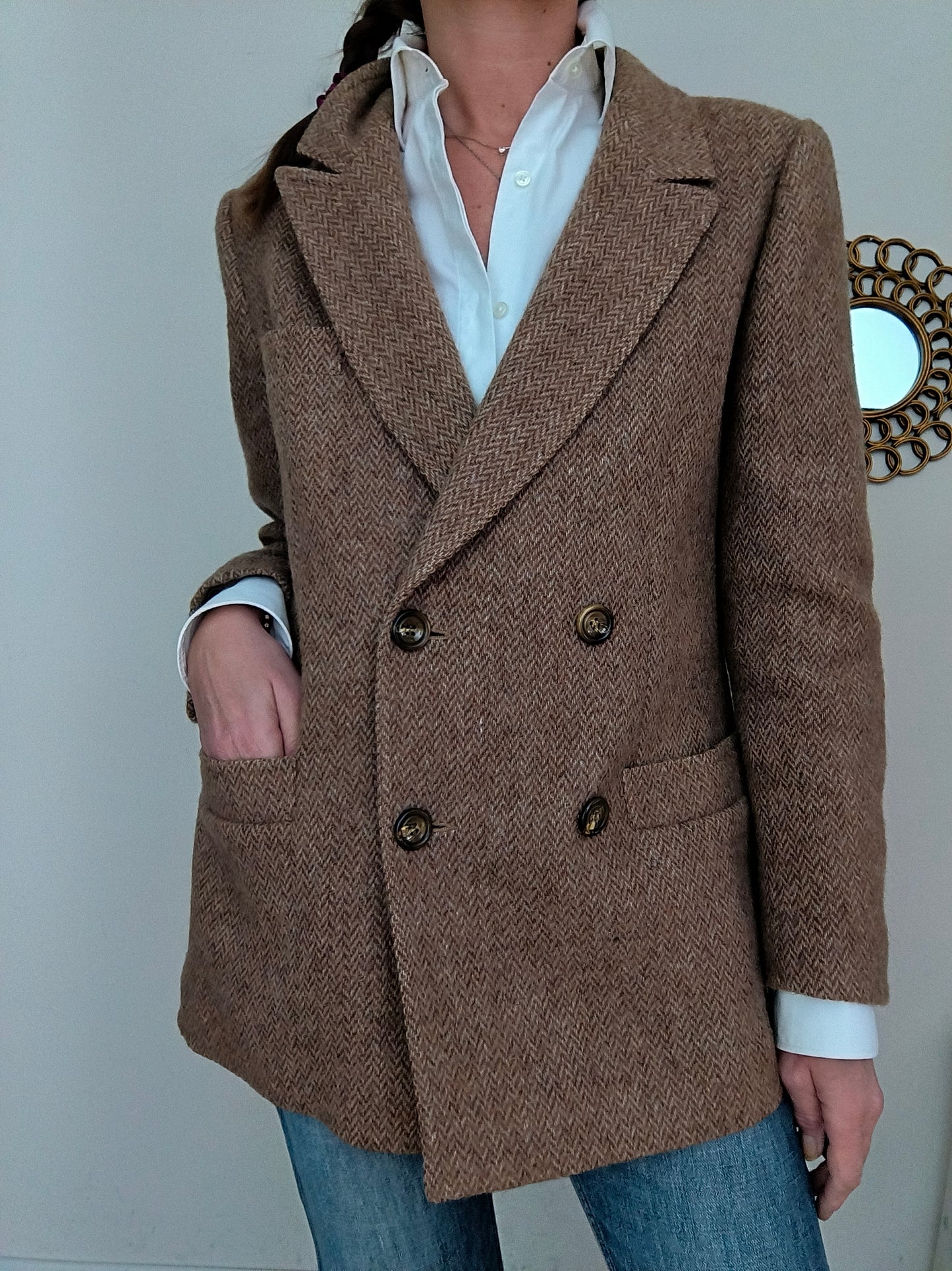 Blazer doppiopetto vintage in lana alpaca