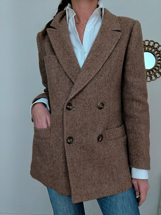 Blazer doppiopetto vintage in lana alpaca