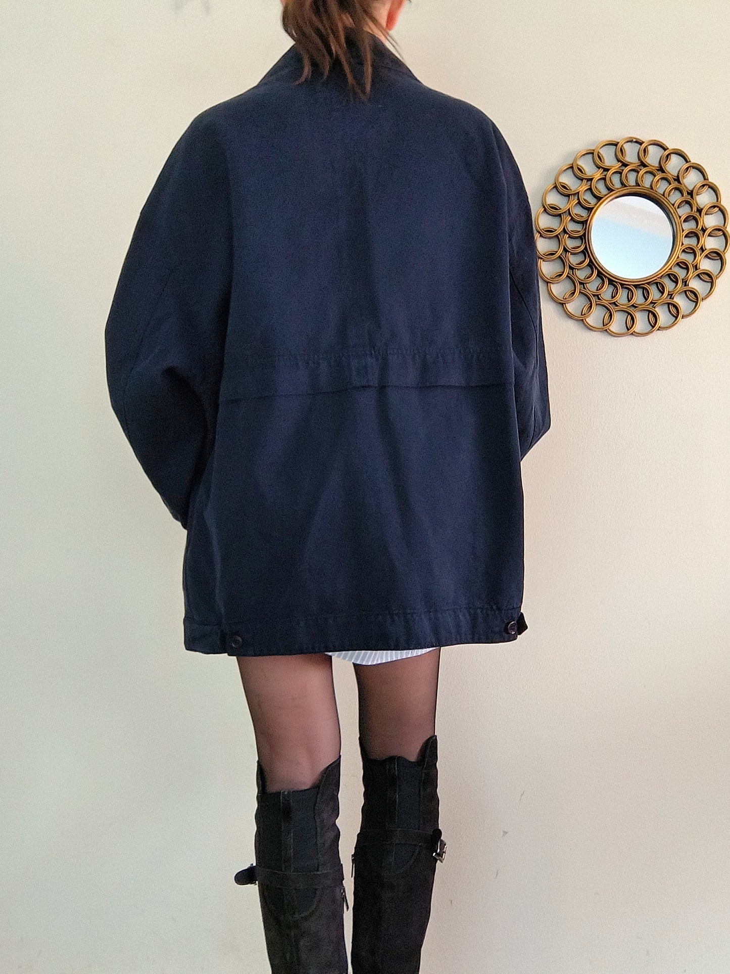 Giacca vintage in cotone blu notte