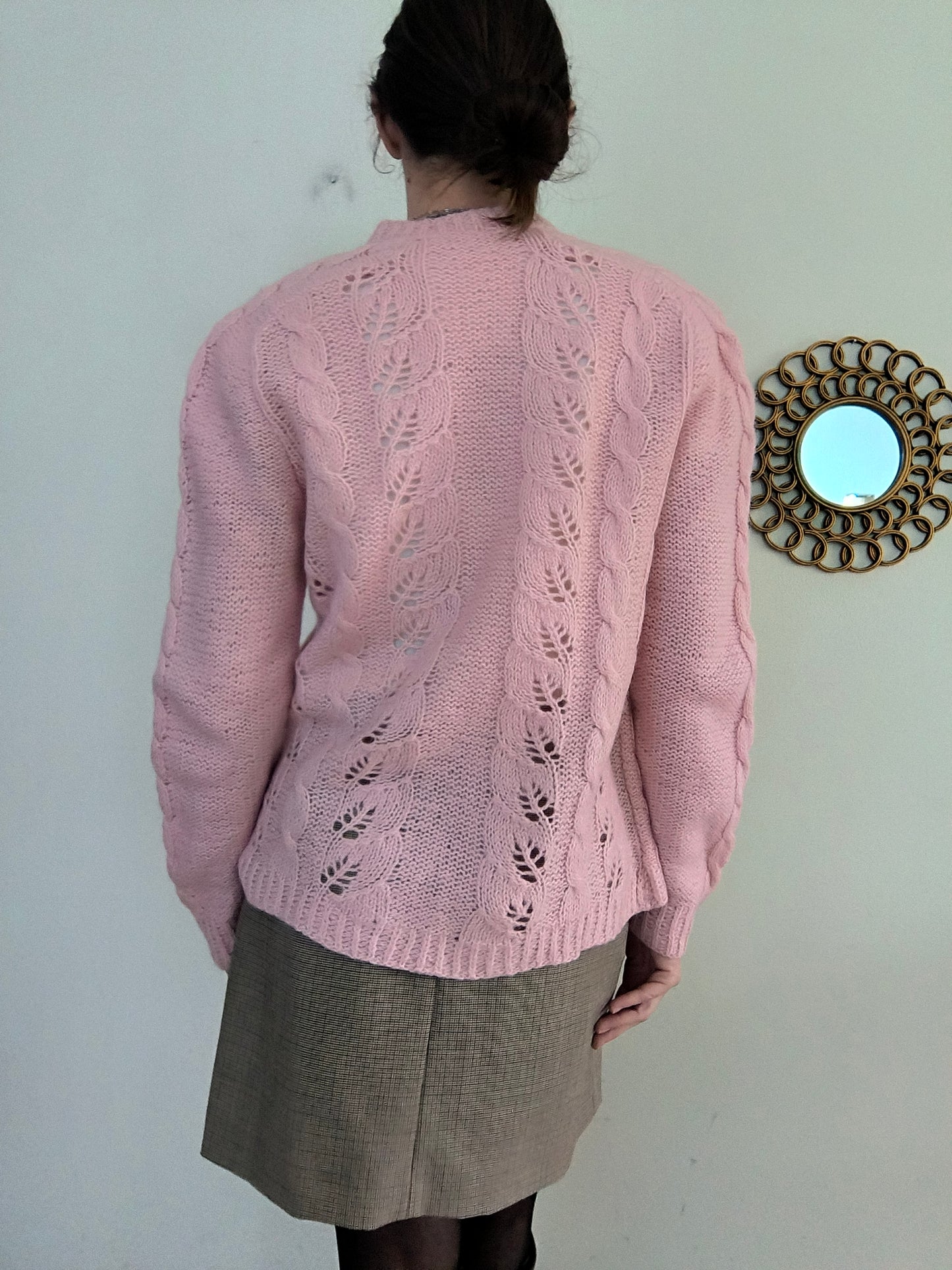 Cardigan handknitted rosa