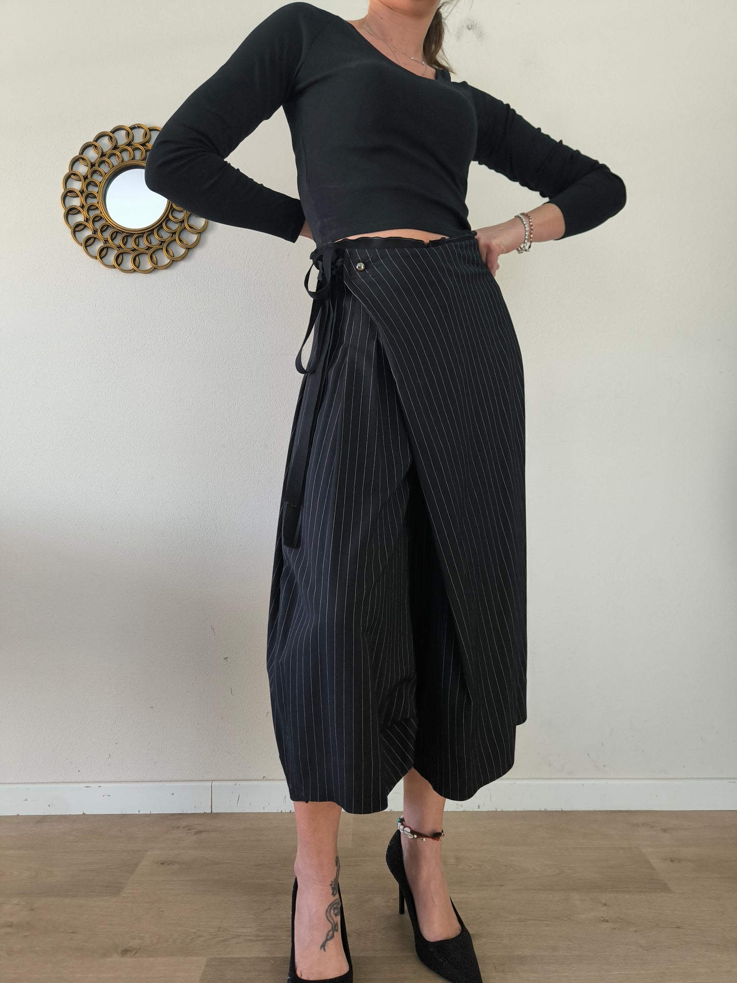 Gonna pantalone gessata High-Everywaycouture.com