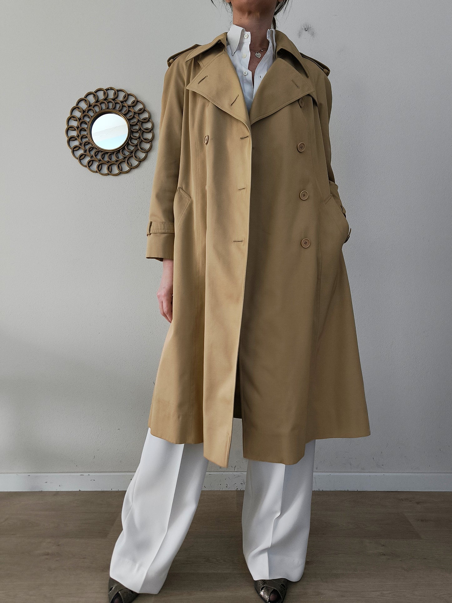 Trench impermeabile vintage sabbia tg M