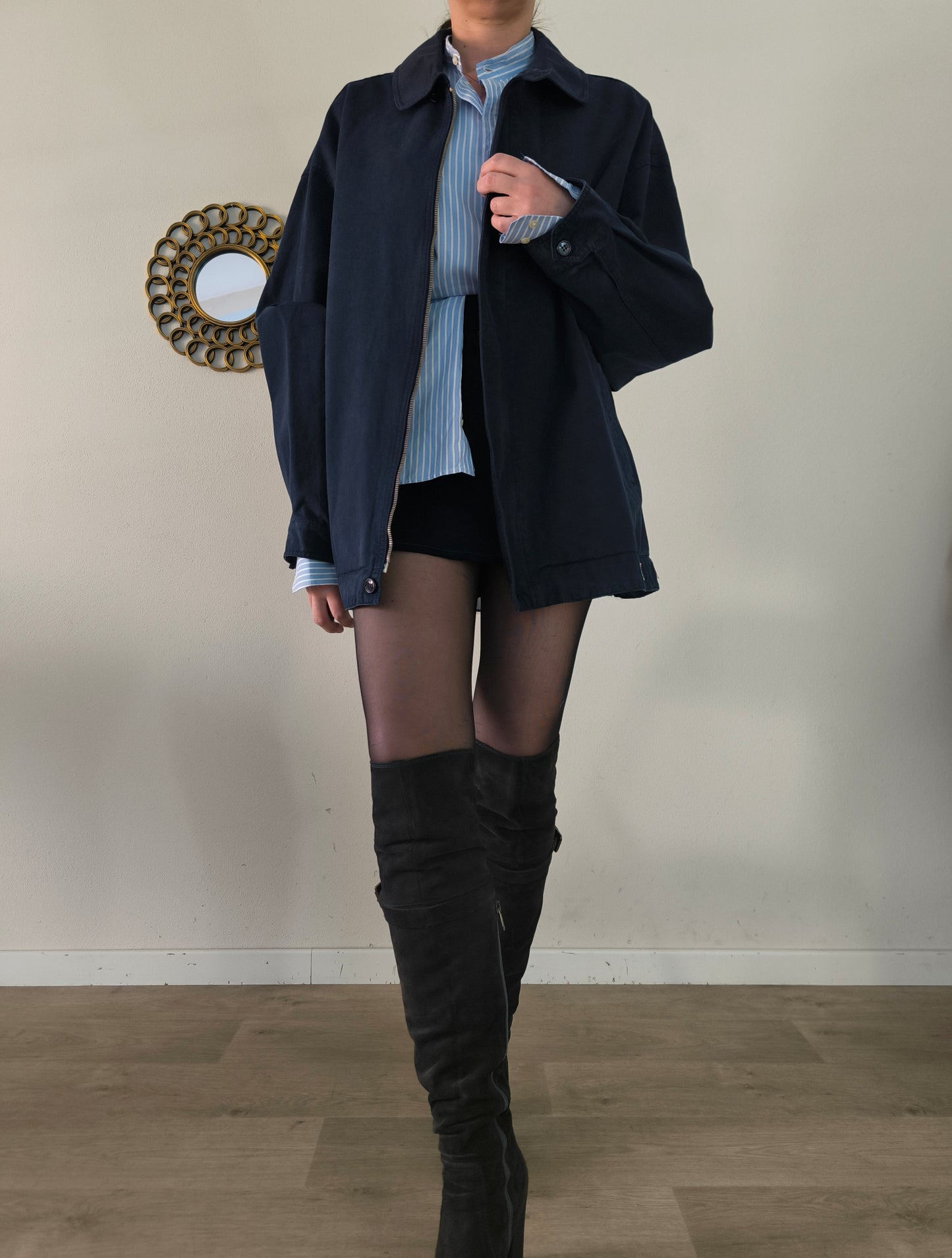 Giacca vintage in cotone blu notte