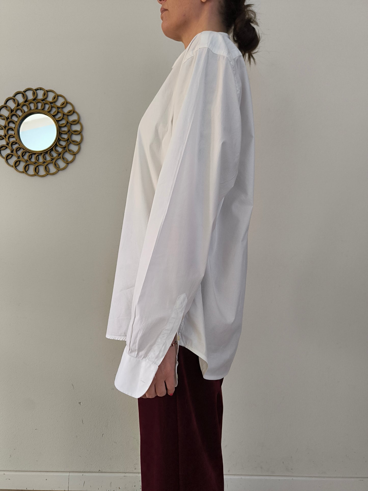 Camicia Doppelganger bianca maschile/unisex in cotone