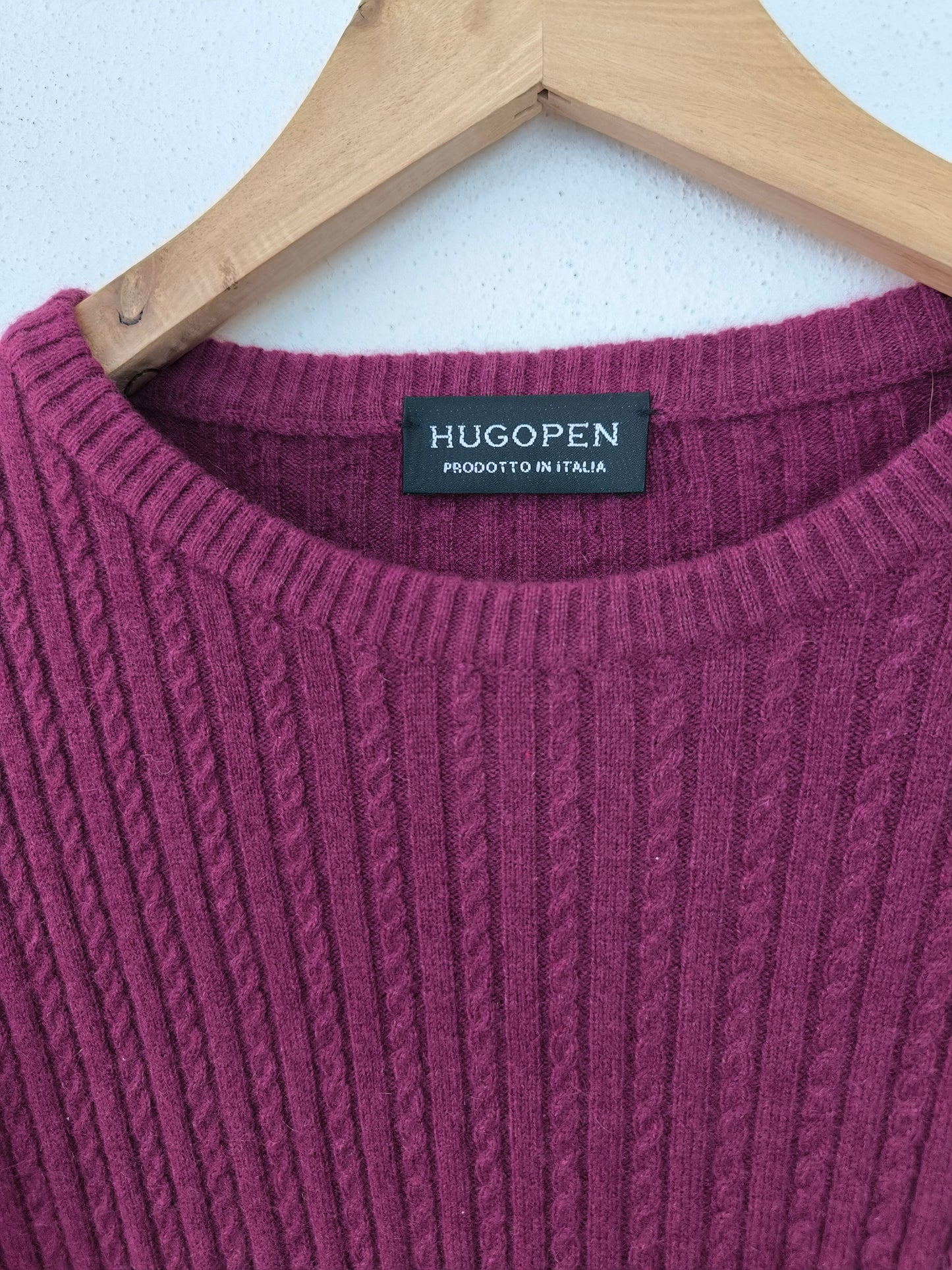 Maglione prugna Hugopen in puro cashmere tg M/L