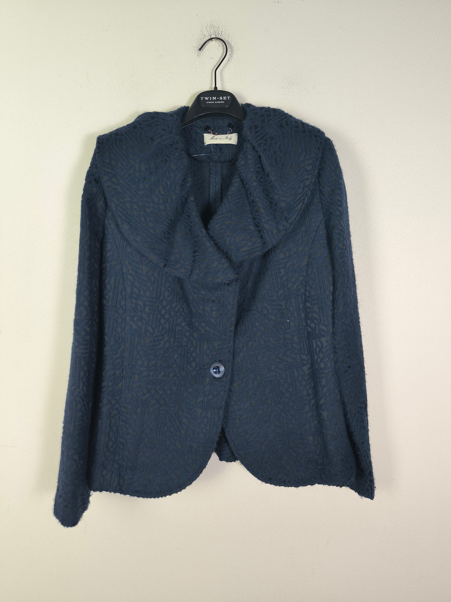 Caban nero damascato in blu tg M/L
