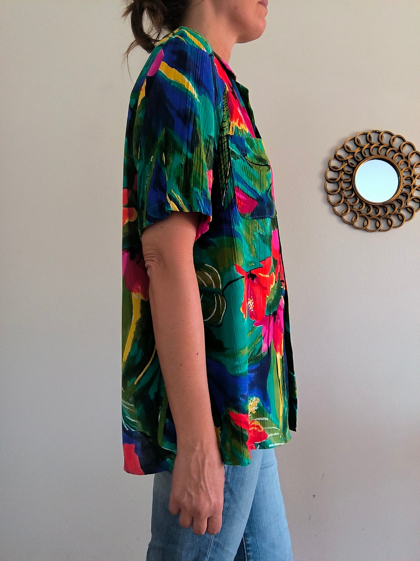 Camicia hawaiana in cotone arricciato unisex