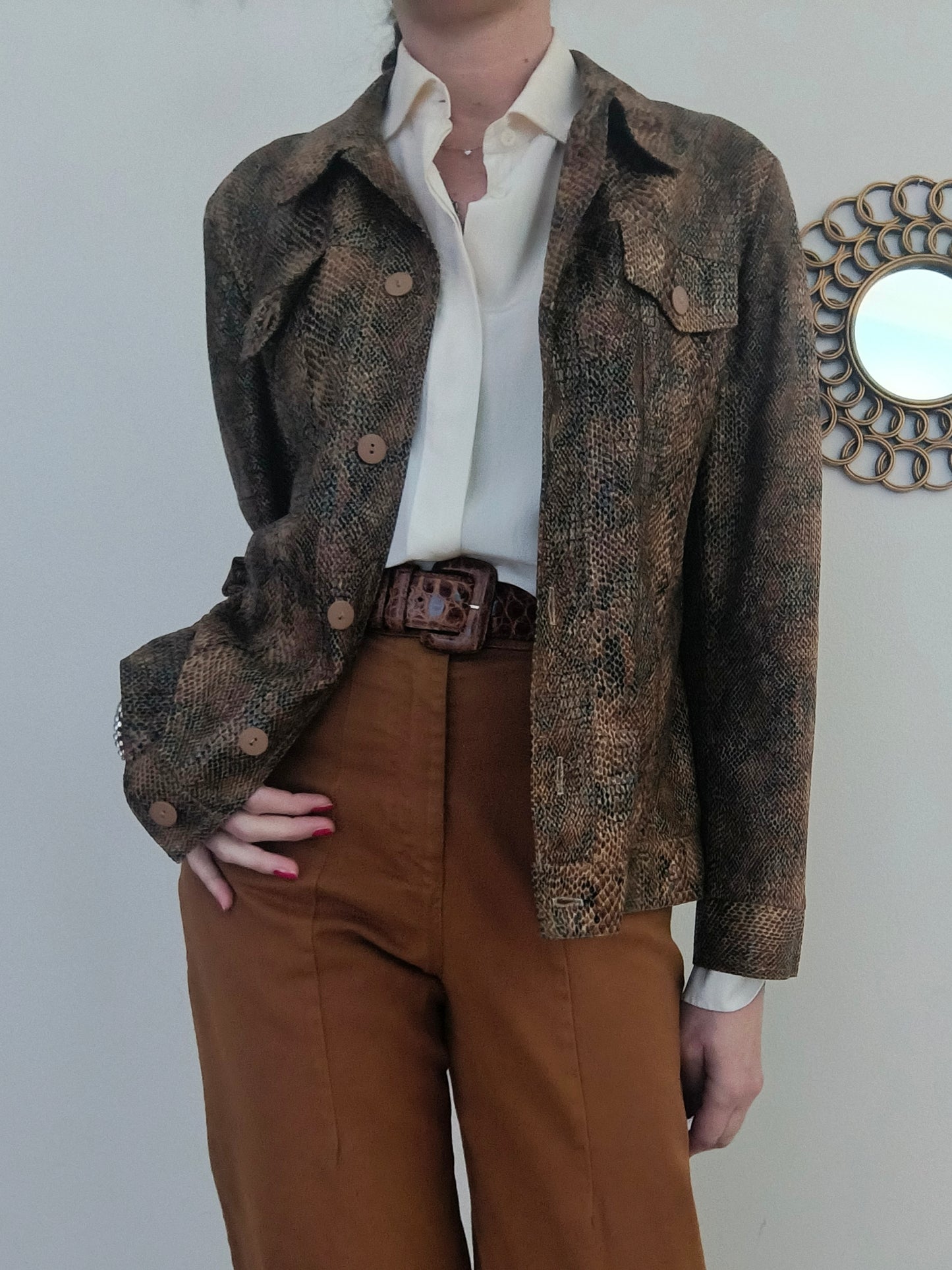 Giacca camicia in suede fantasia pitonata