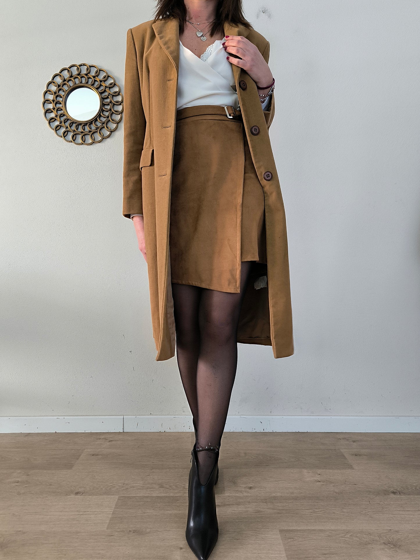 Blazer lungo IBlues in velluto cammello