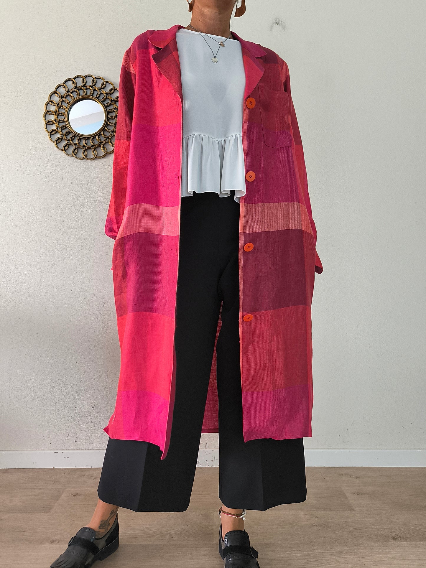 Spolverino/chemisier Gilmar in lino magenta