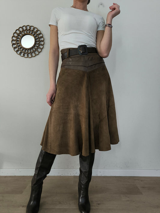 Gonna camoscio e pelle tg L