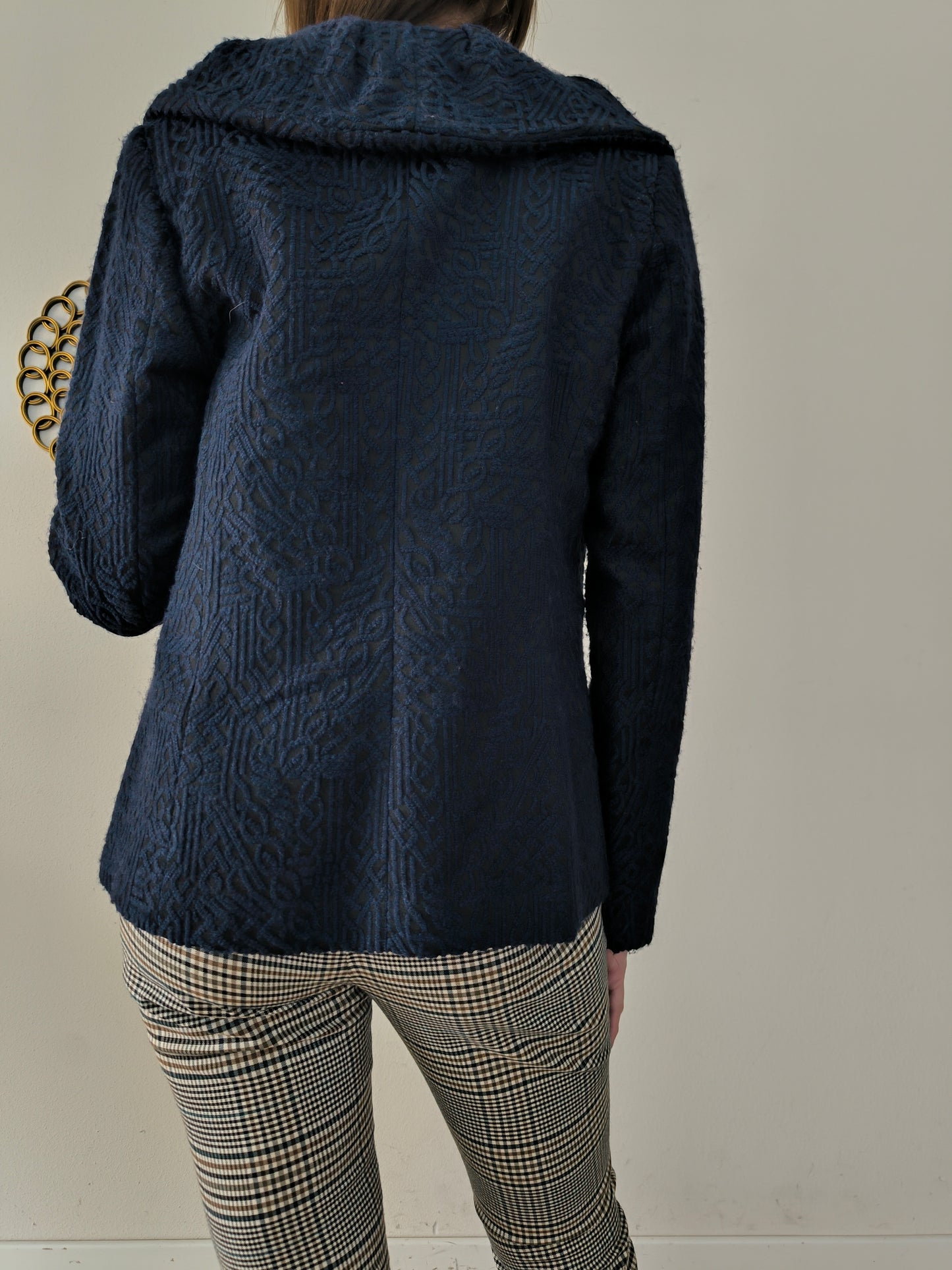 Caban nero damascato in blu tg M/L
