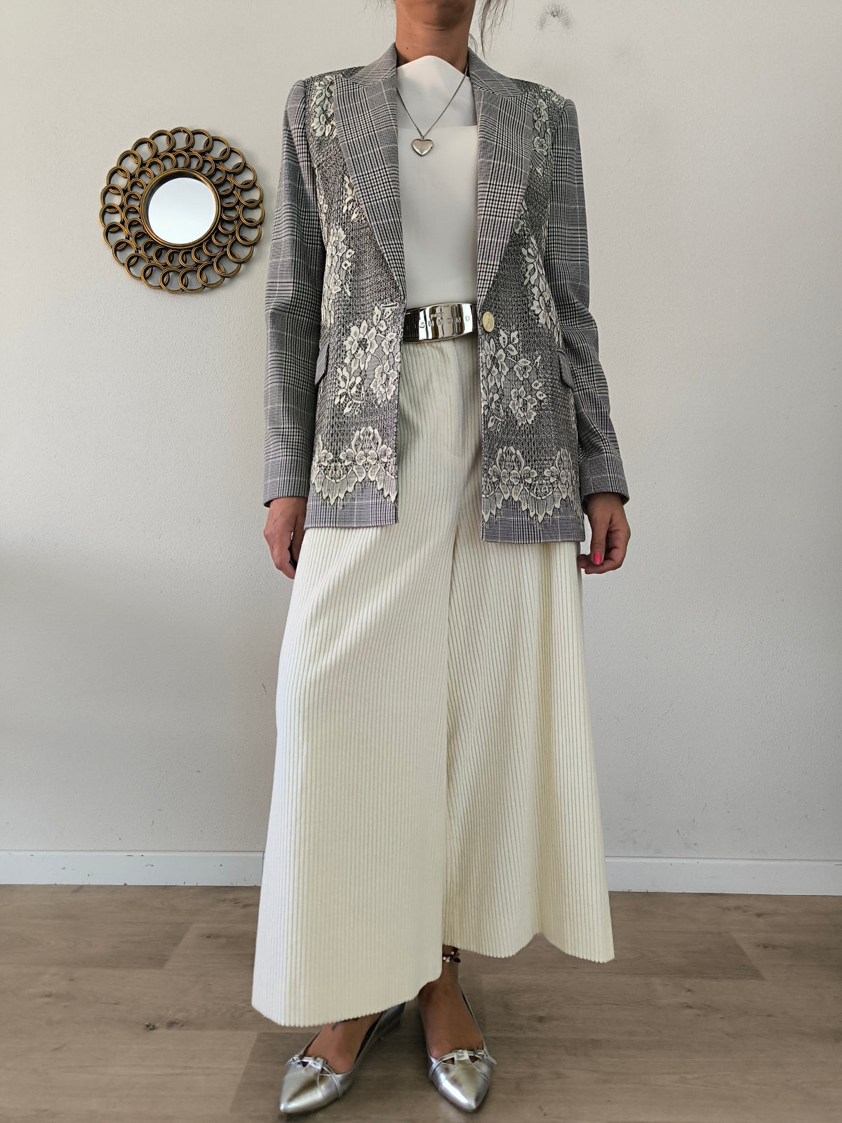 Blazer Twin Set principe di Galles e pizzo