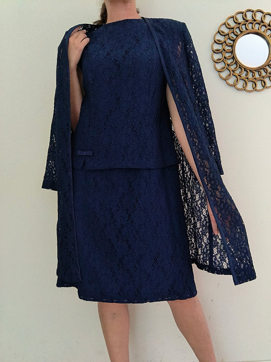 Completo anni 60 in pizzo macramè svizzero