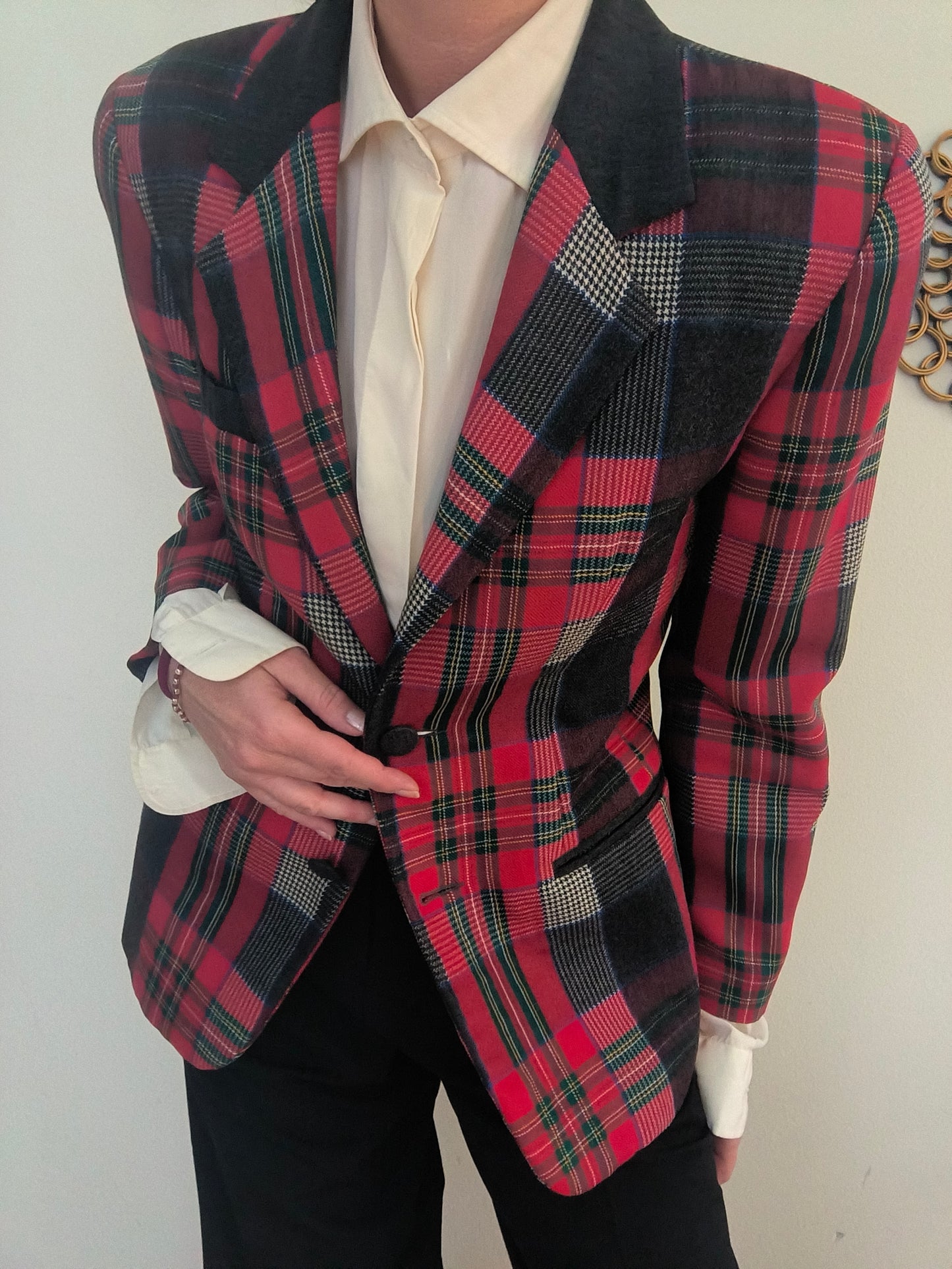 Blazer tartan rosso/nero tg M
