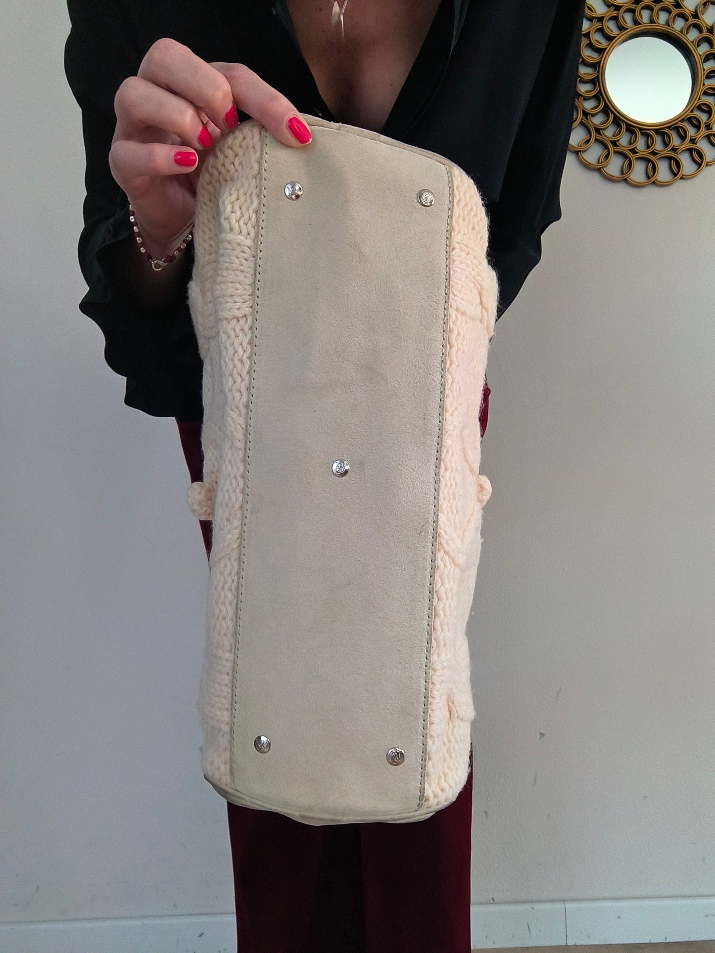 Borsetta Blumarine in lana e pelle scamosciata