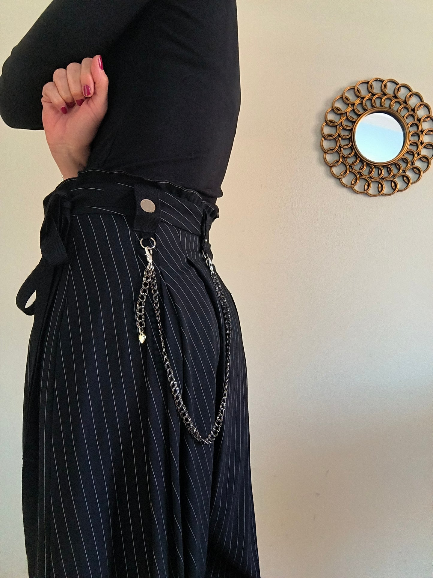Gonna pantalone gessata High-Everywaycouture.com