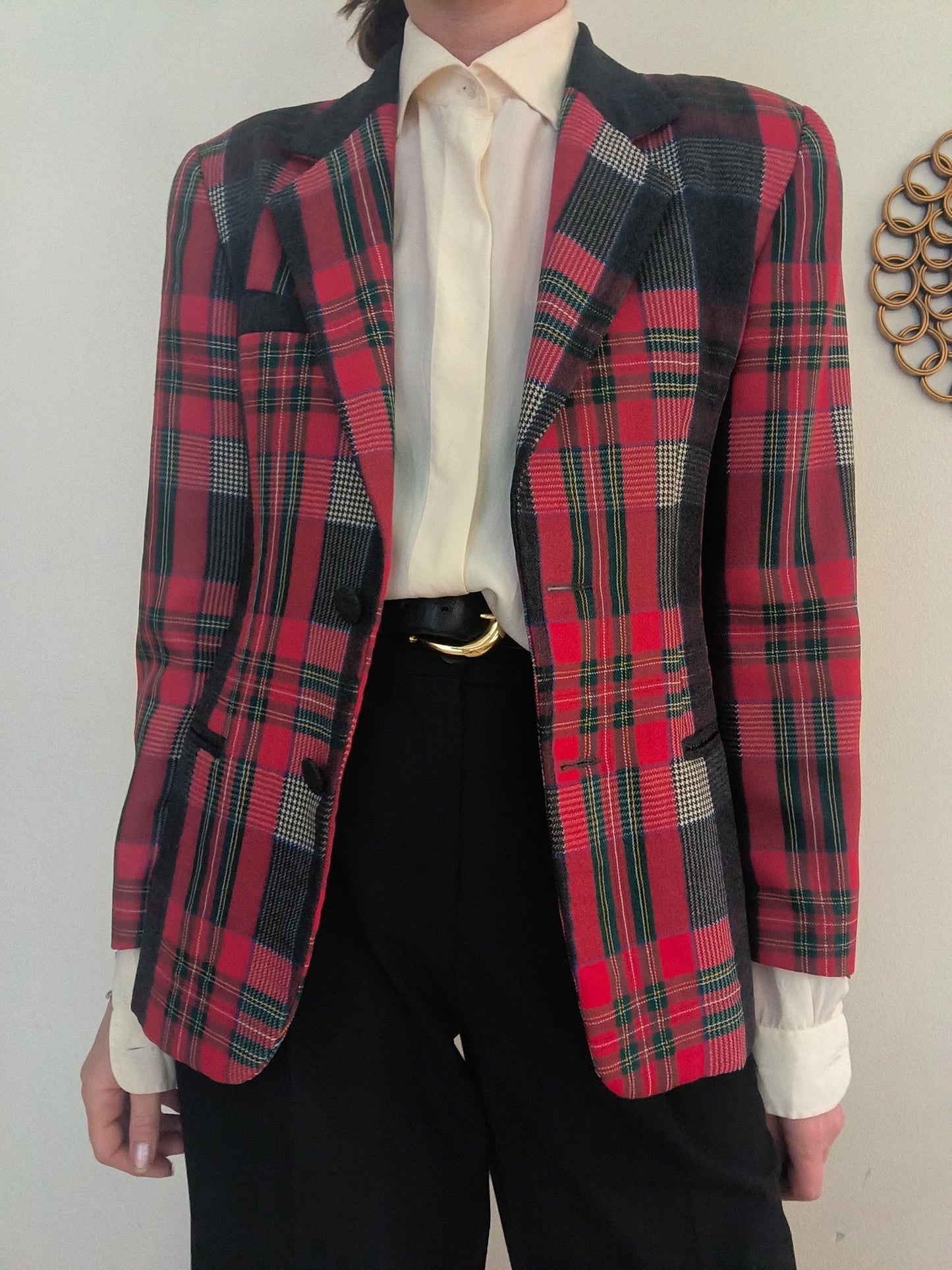 Blazer tartan rosso/nero tg M