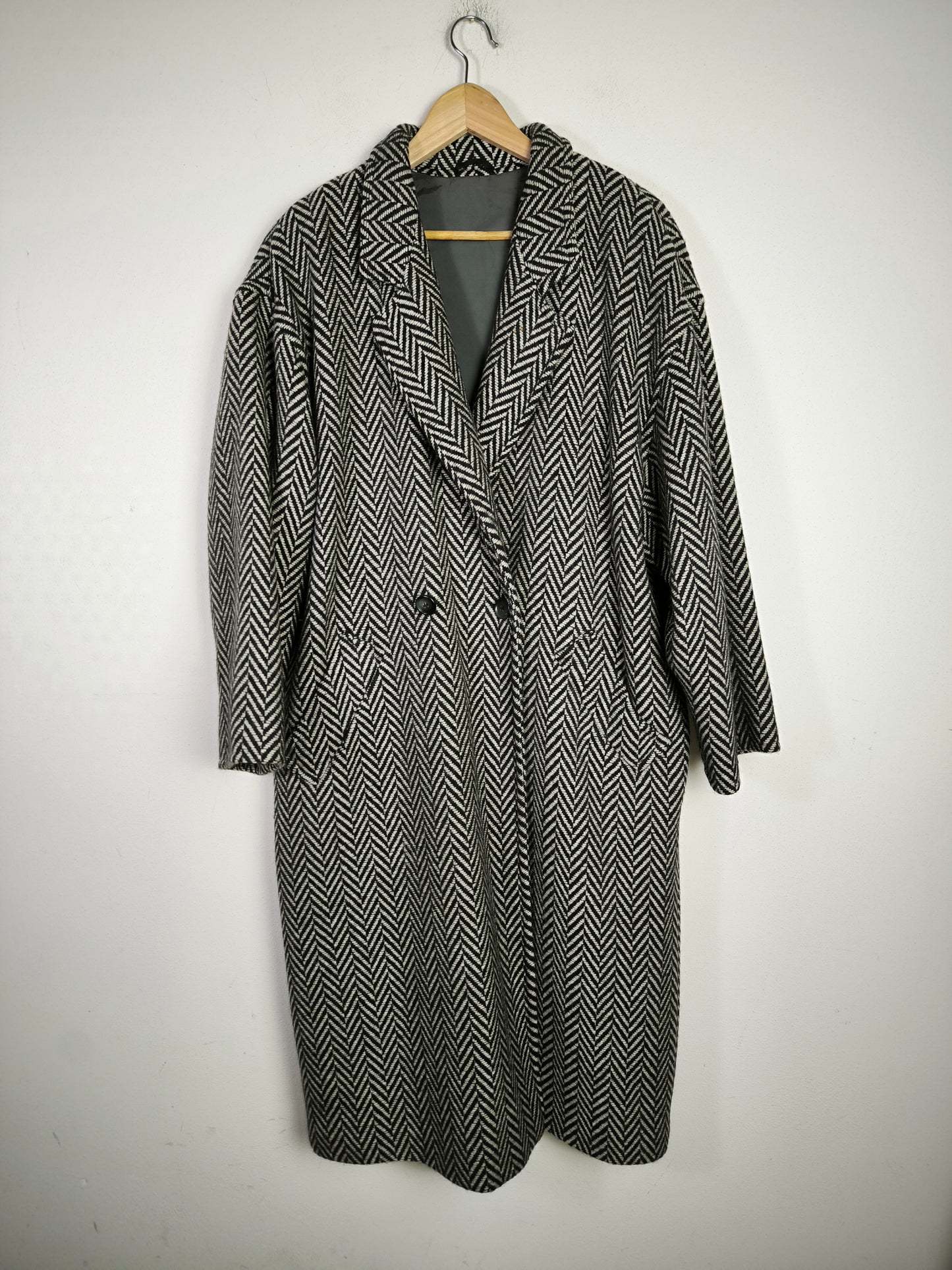 Cappotto Marella spinato b/w in pura lana vergine
