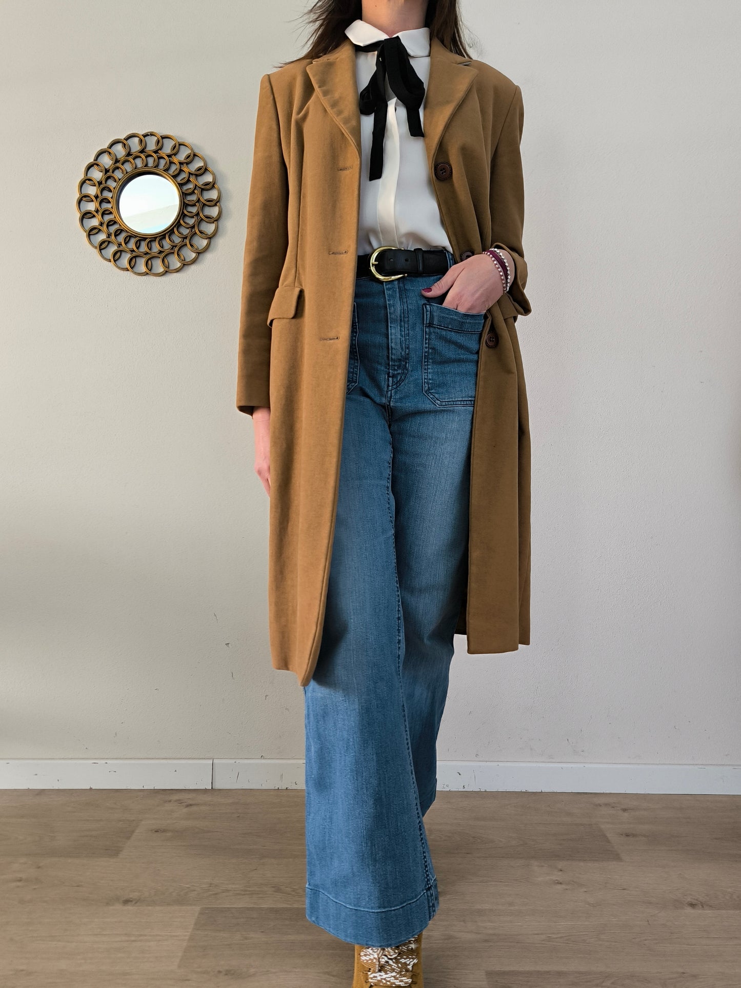 Blazer lungo IBlues in velluto cammello