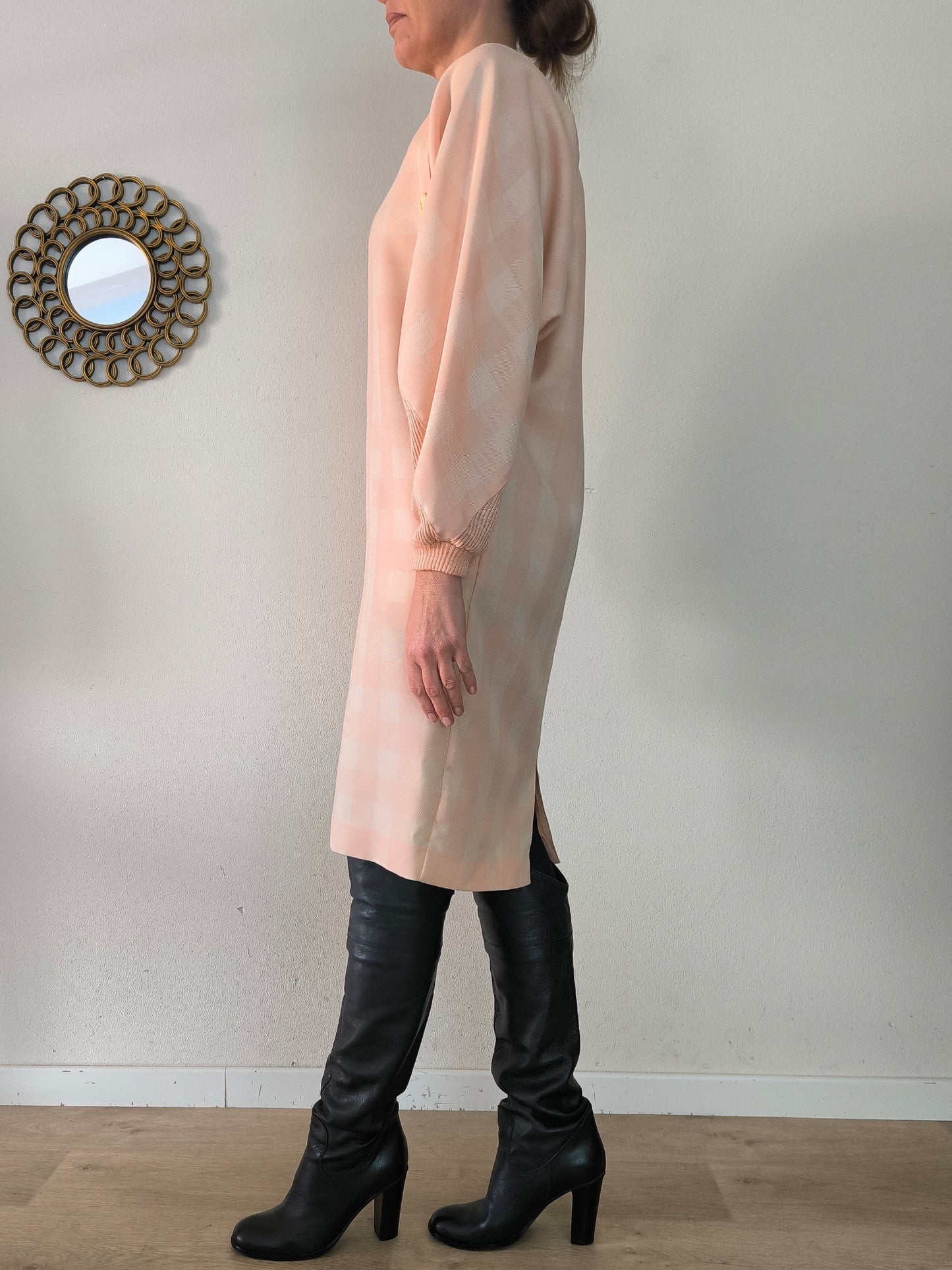 Abito vintage a quadri rosa tg 42