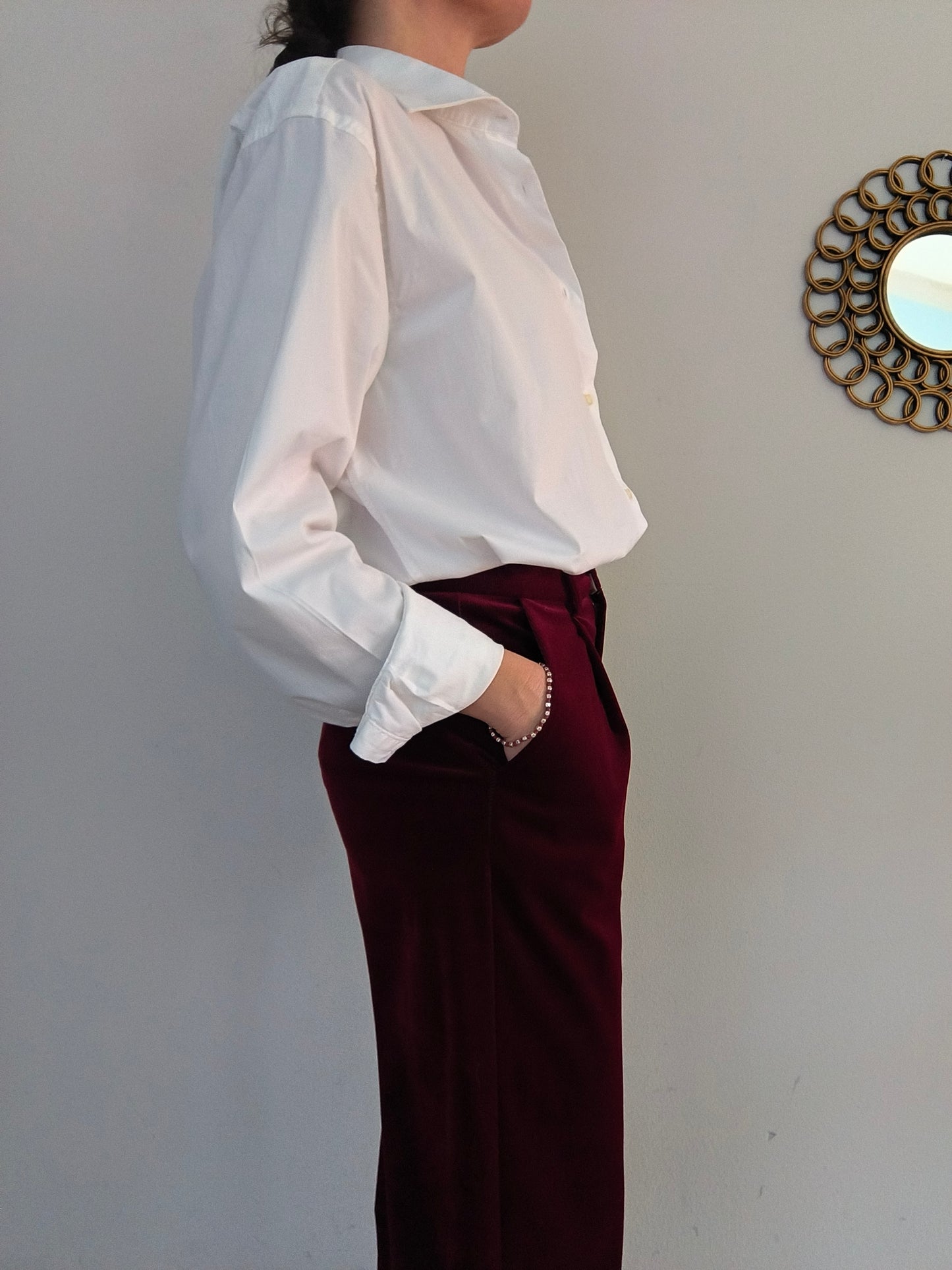 Camicia Doppelganger bianca maschile/unisex in cotone