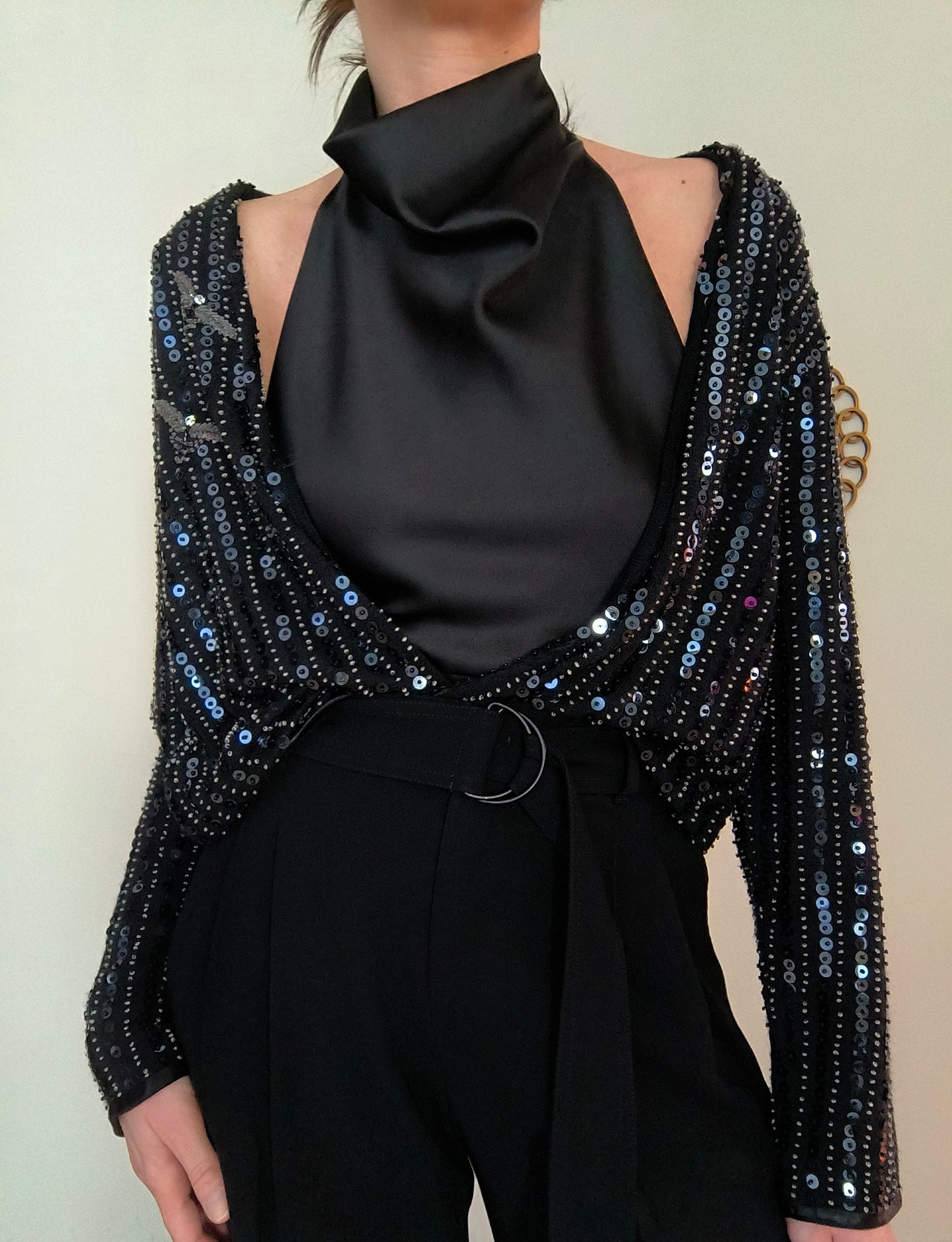 Cardigan vintage nero con paillettes Il Forziere di Rita Venezia