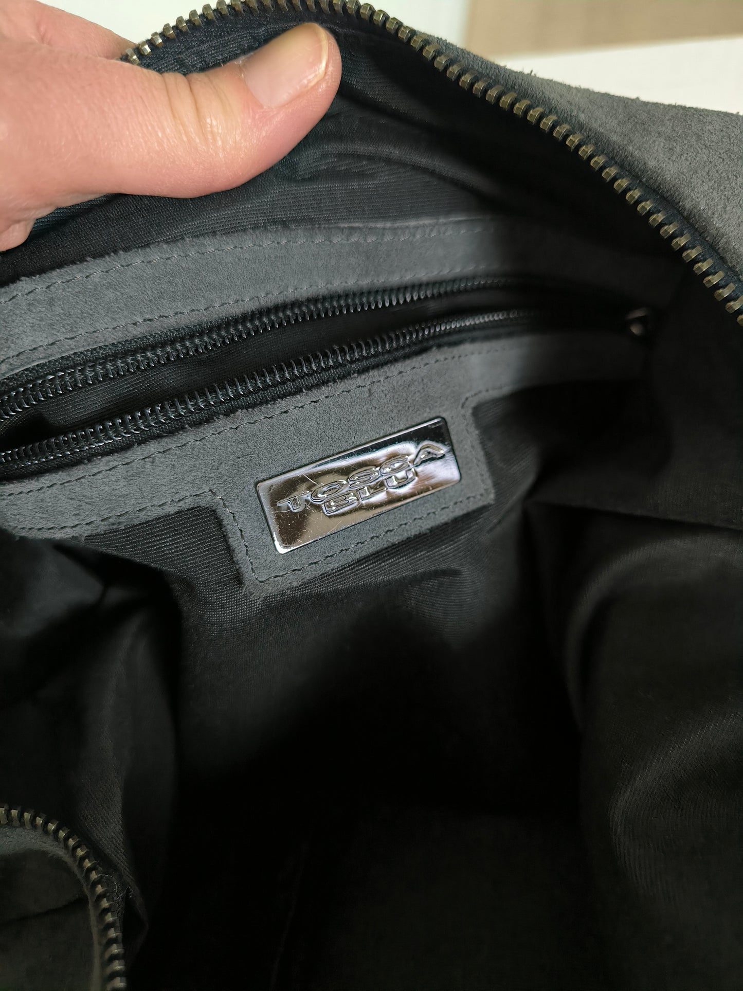 Tosca blu big bag camoscio grigio