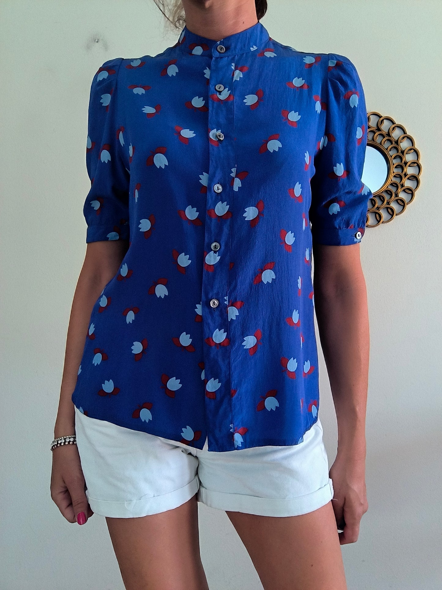 Camicetta seta blu