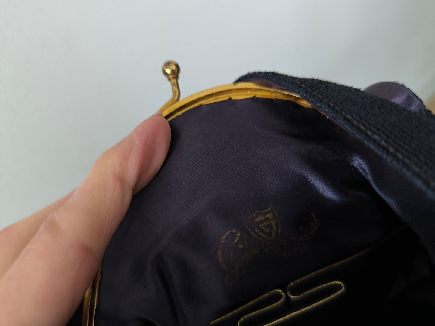 Borsetta anni 50 vintage blu con rosa